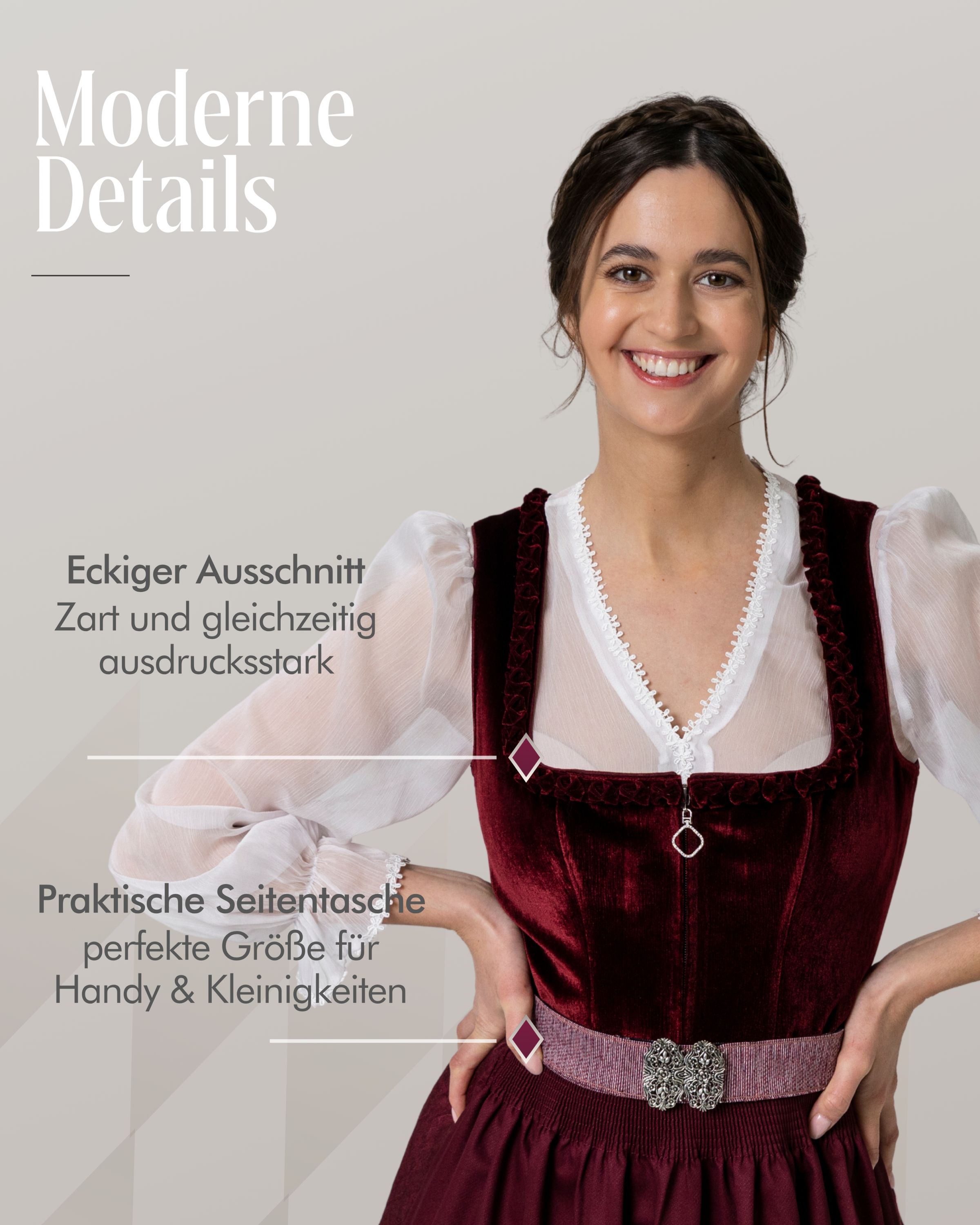 Midi Dirndl Kalere in Beere von Nübler