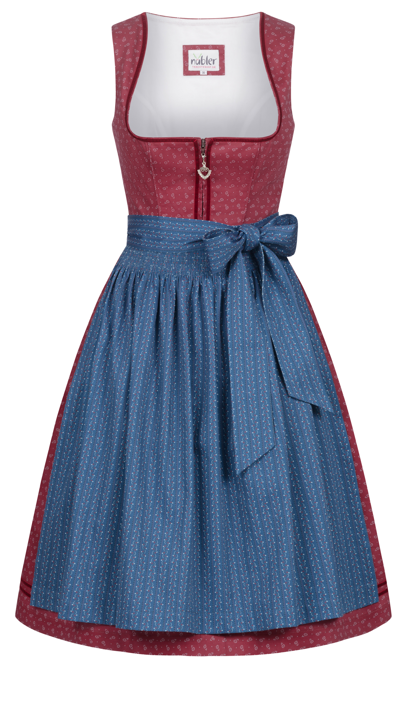Nübler Midi-Dirndl Gesr in Bordeaux – Vorderansicht Nübler Midi-Dirndl Gesr in Bordeaux – Vorderansicht