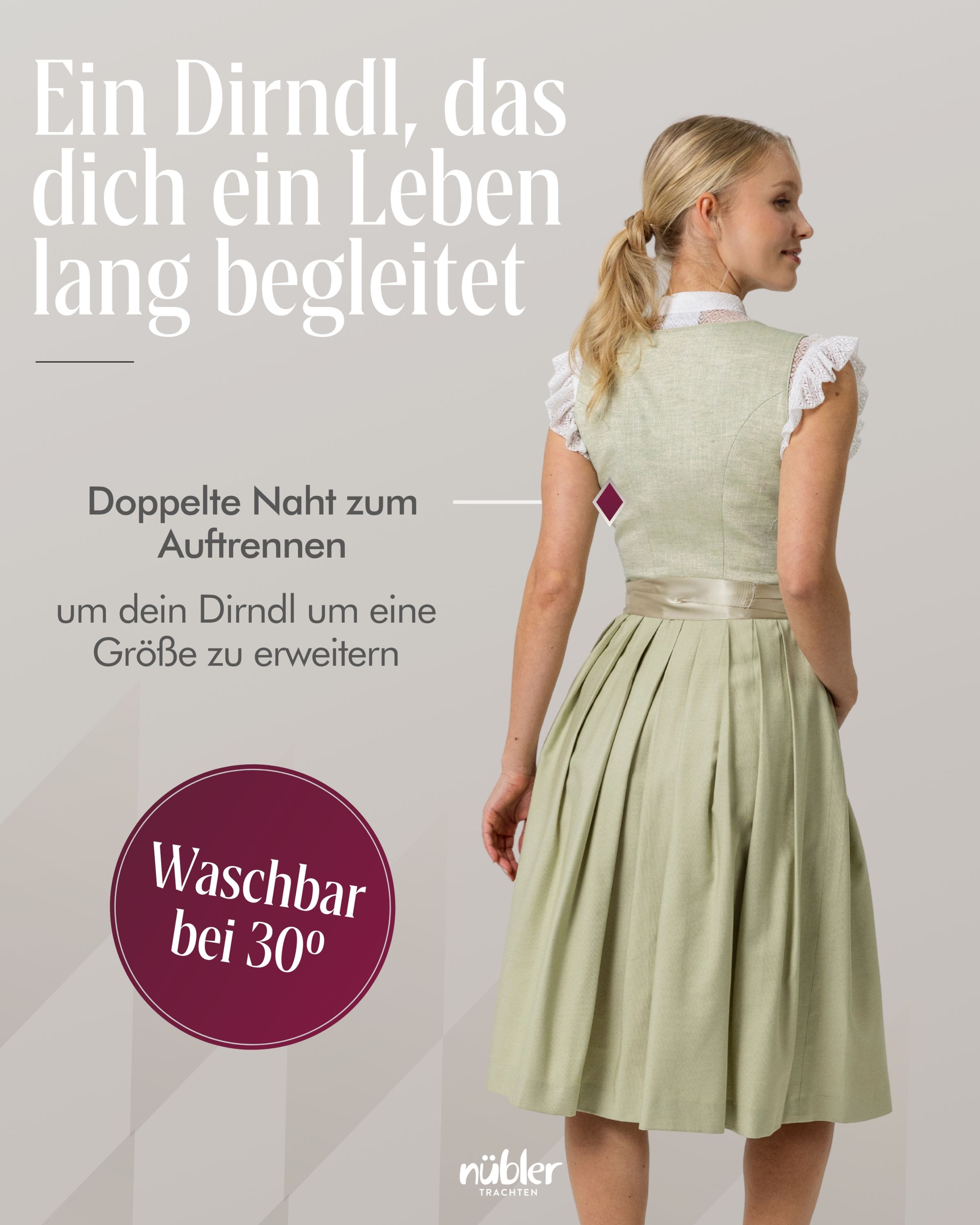 Mini Dirndl Kisha in Lindgrün von Nübler
