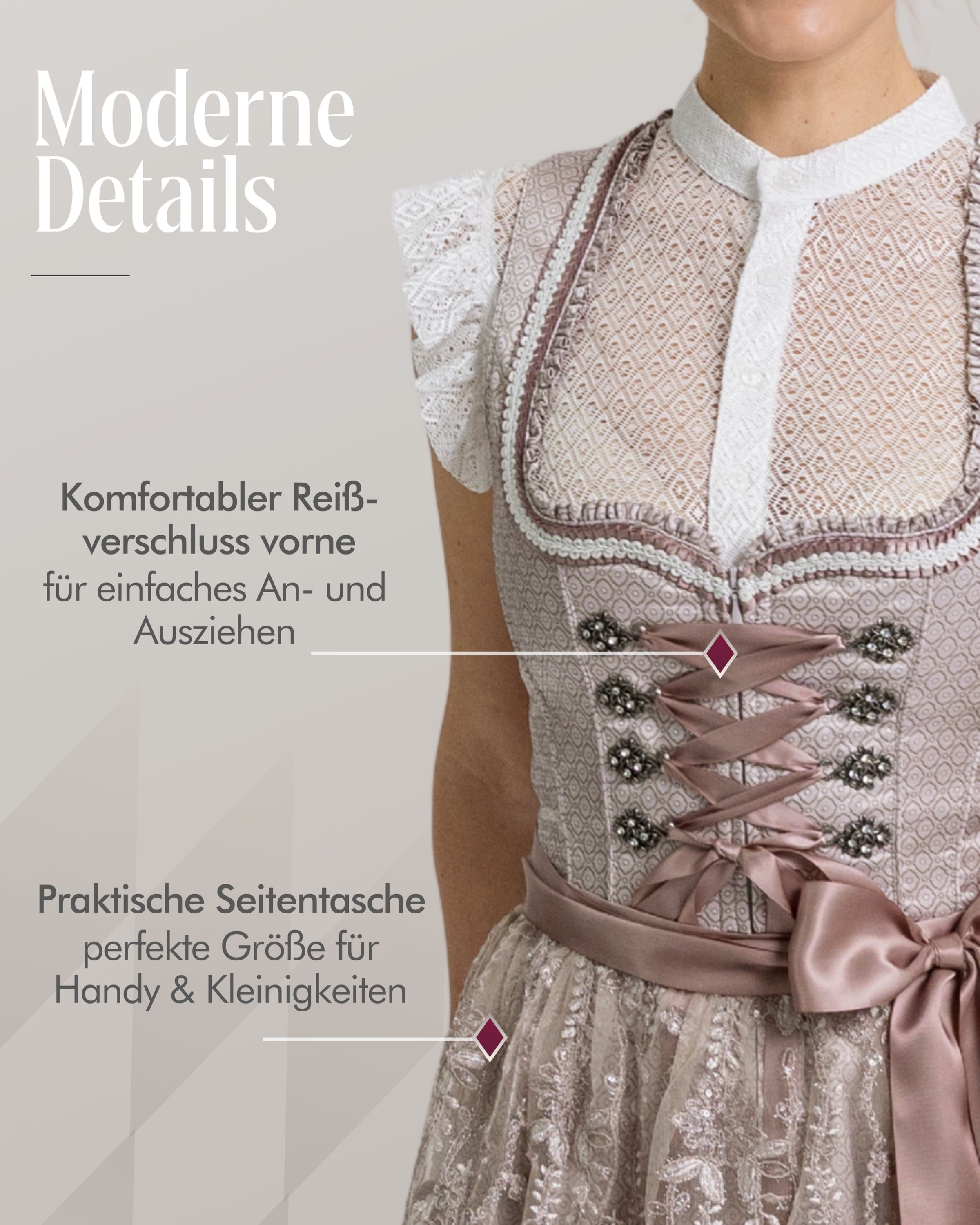Mini-Dirndl Tessa in Taupe von Nübler