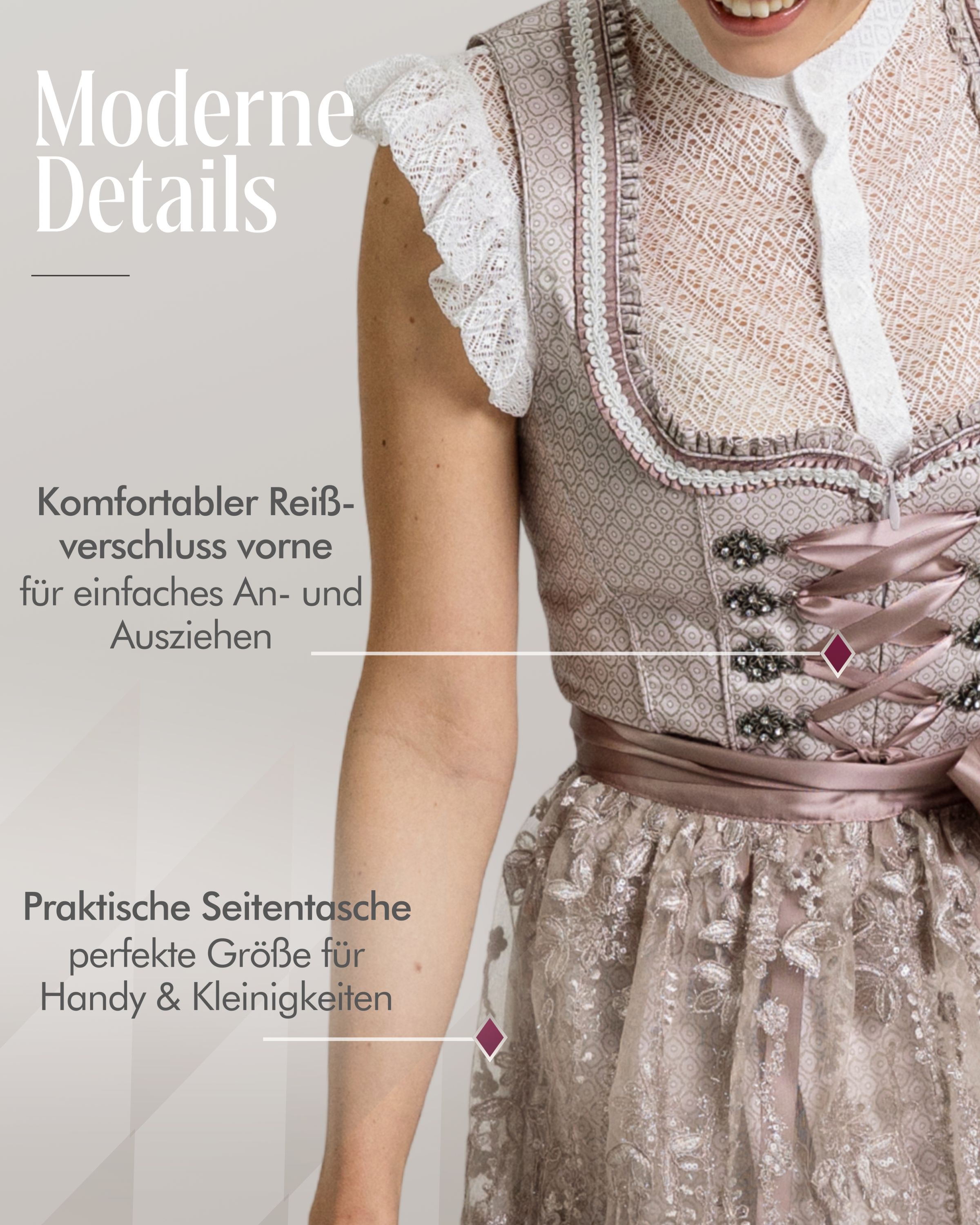 Dirndl Midi Tessa in Taupe von Nübler
