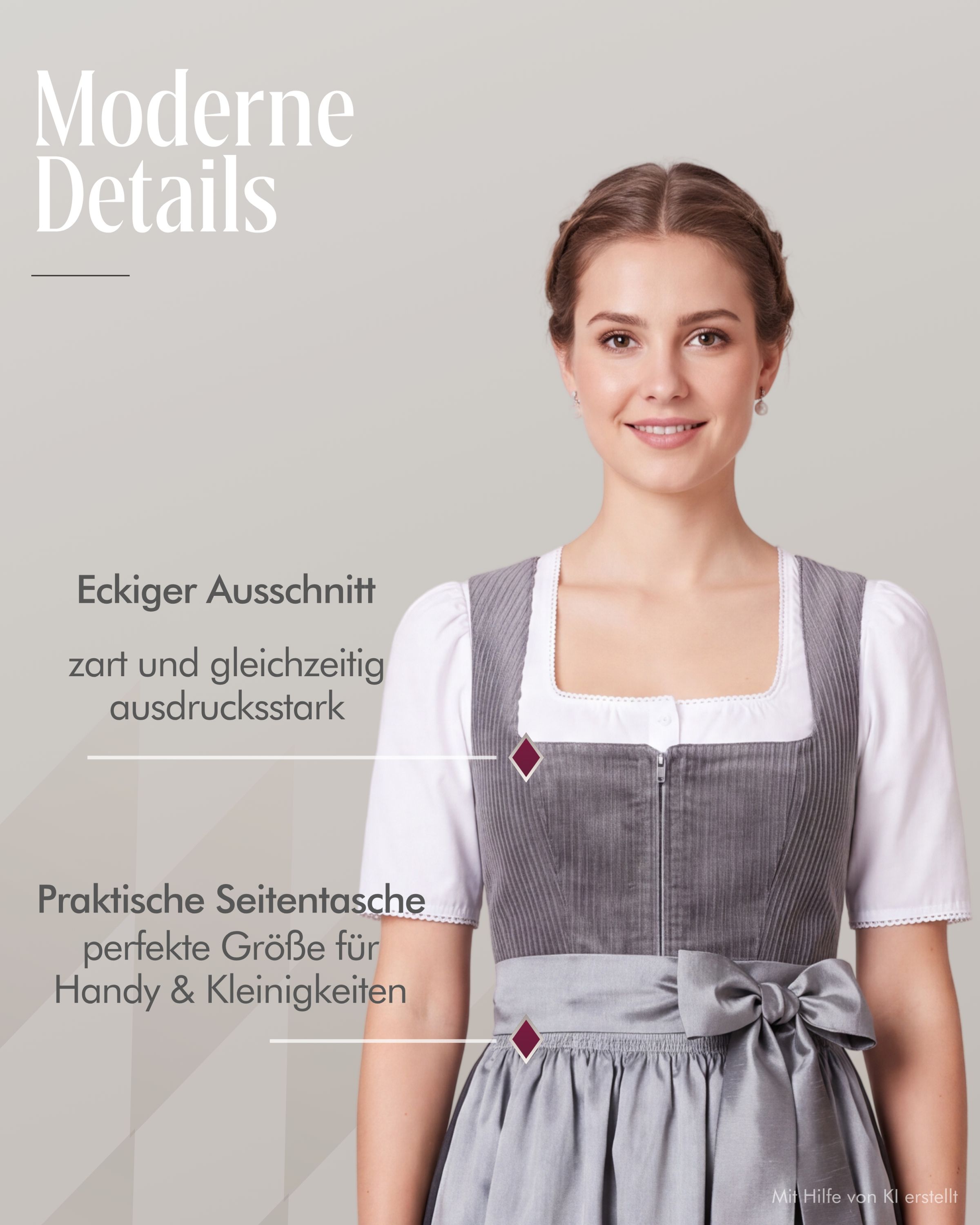 Langes Dirndl Florentine in Schiefer von Nübler