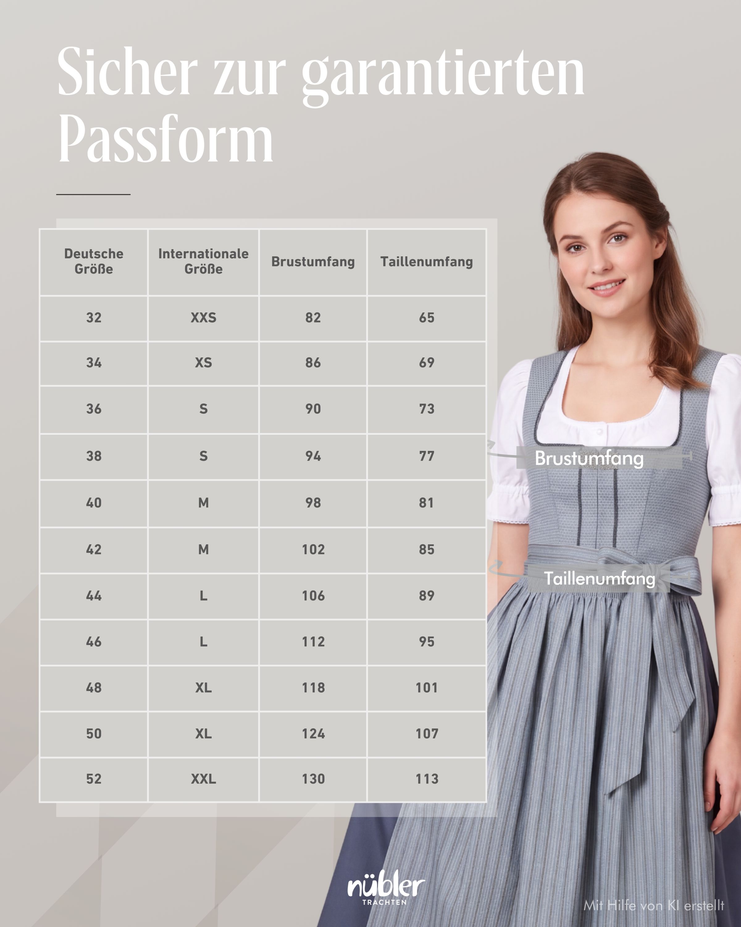 Langes Dirndl Gill in Silber von Nübler