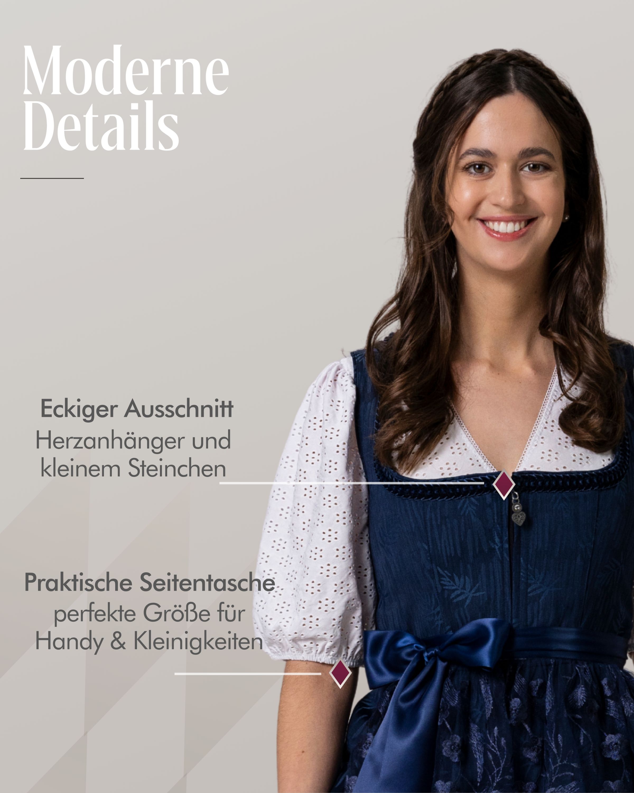 Midi Dirndl Floreta in Nachtblau von Nübler