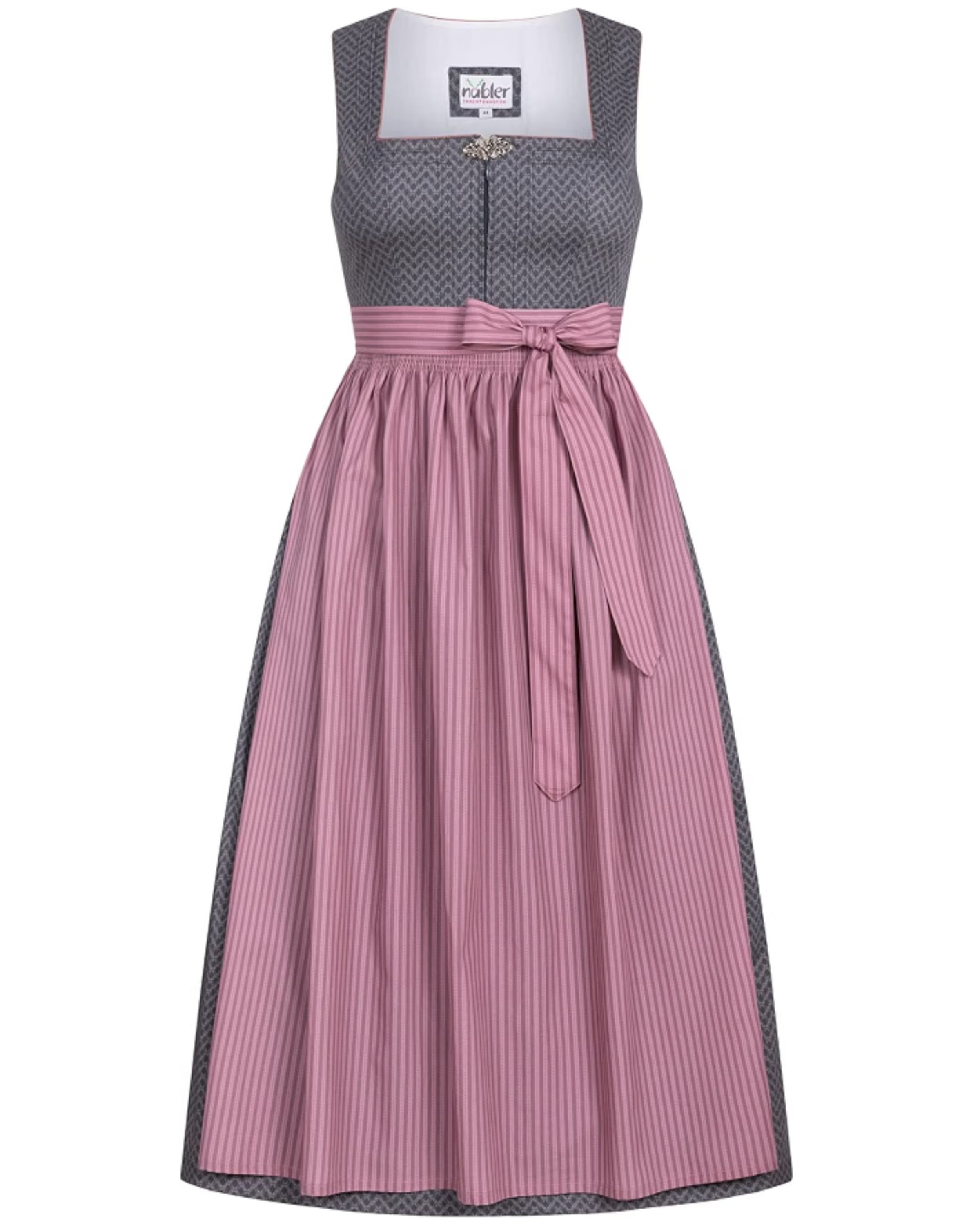 Langes Dirndl Emiliy in Anthrazit-Rosa