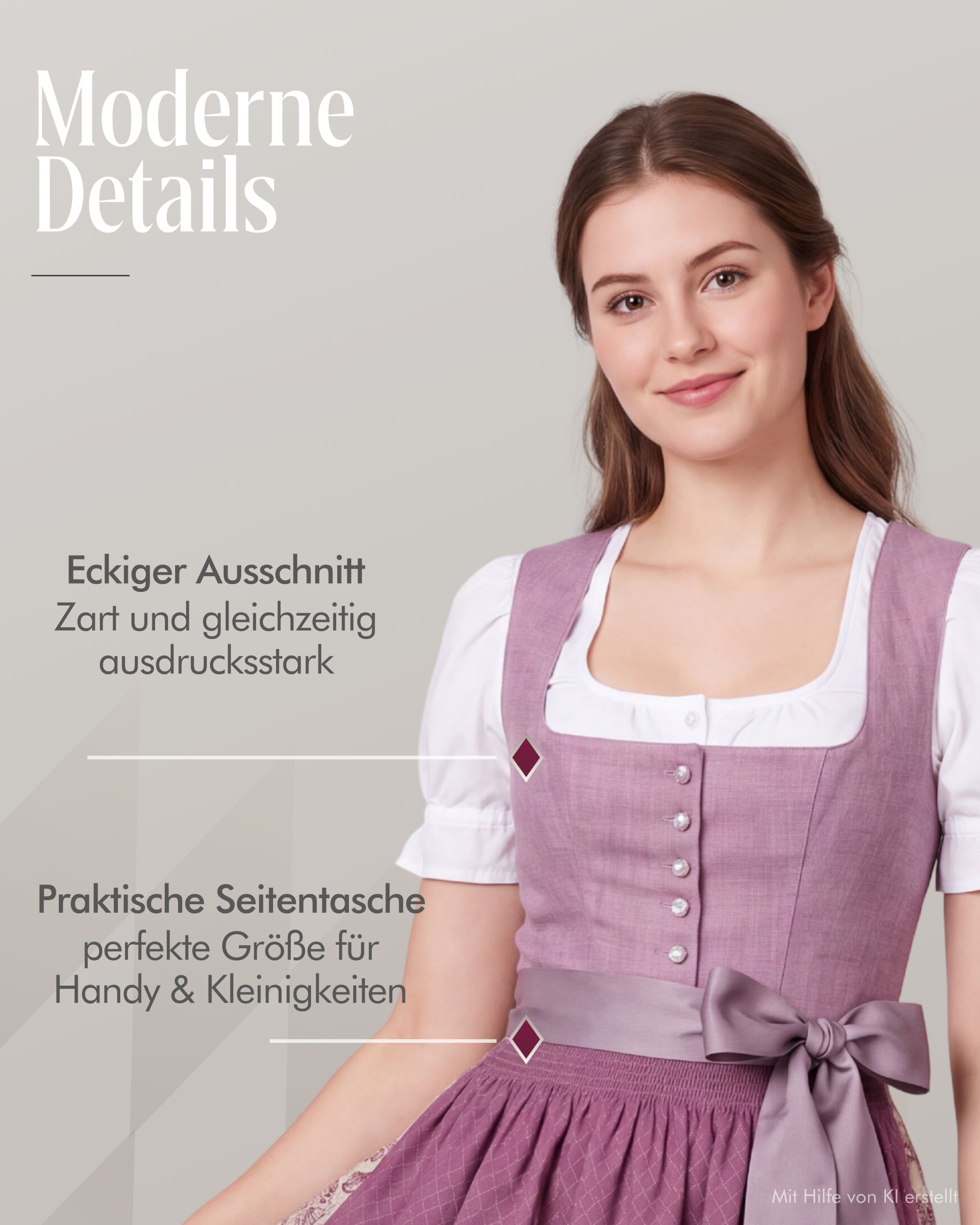 Mididirndl Gina in Flieder von Nübler