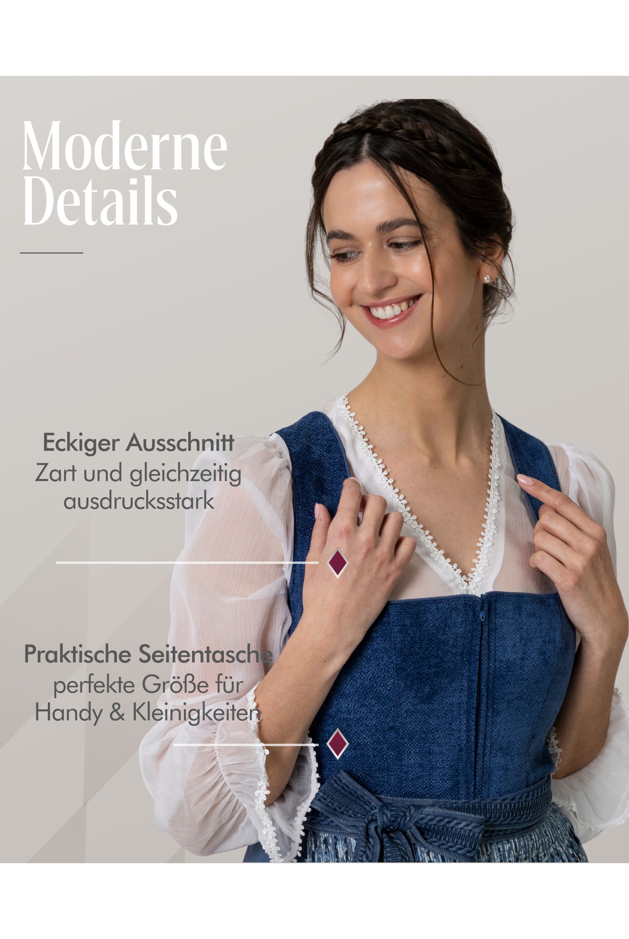 Midi Dirndl Kalea in Kornblume von Nübler