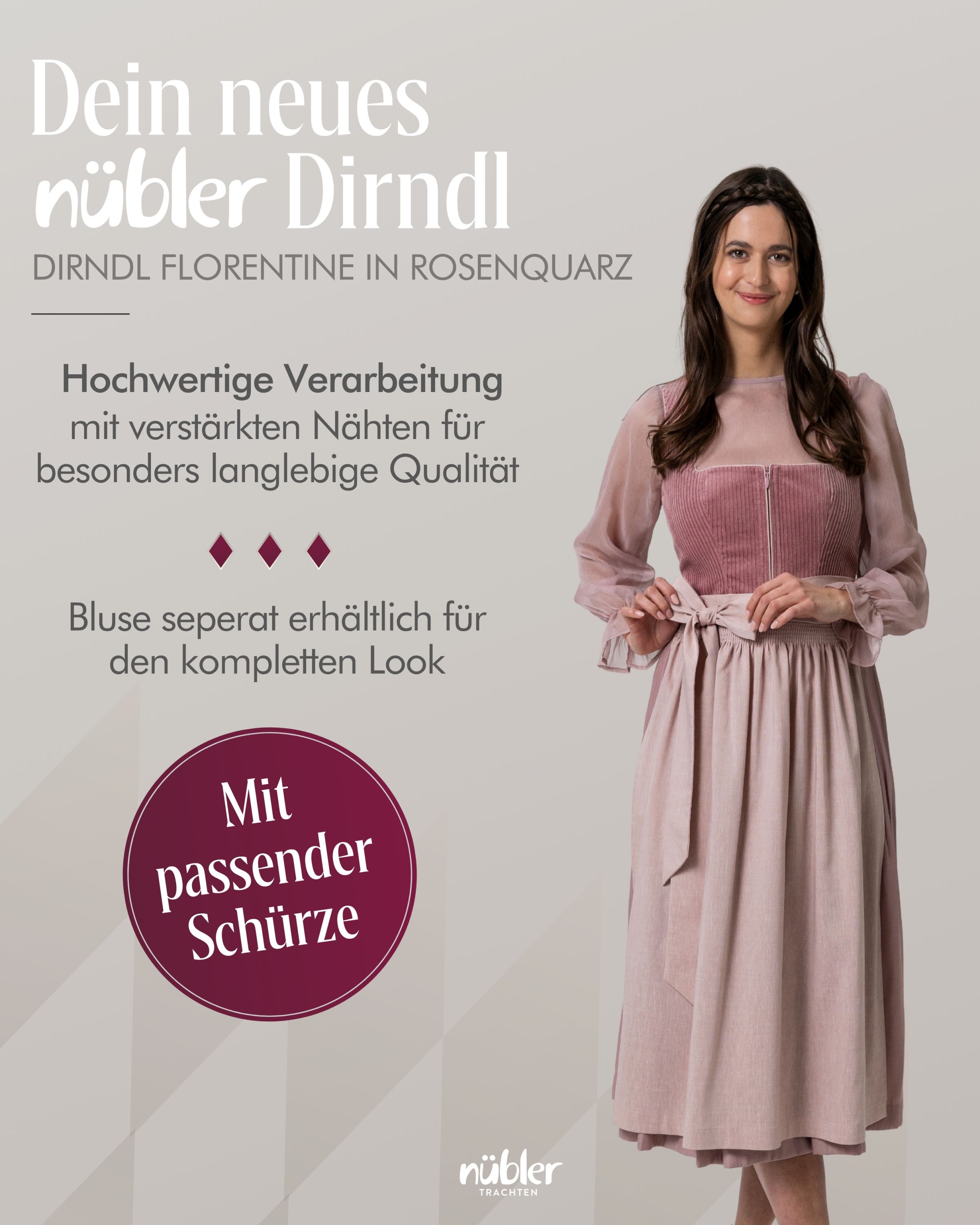 Maxi Dirndl Florentine in Rosenquarz