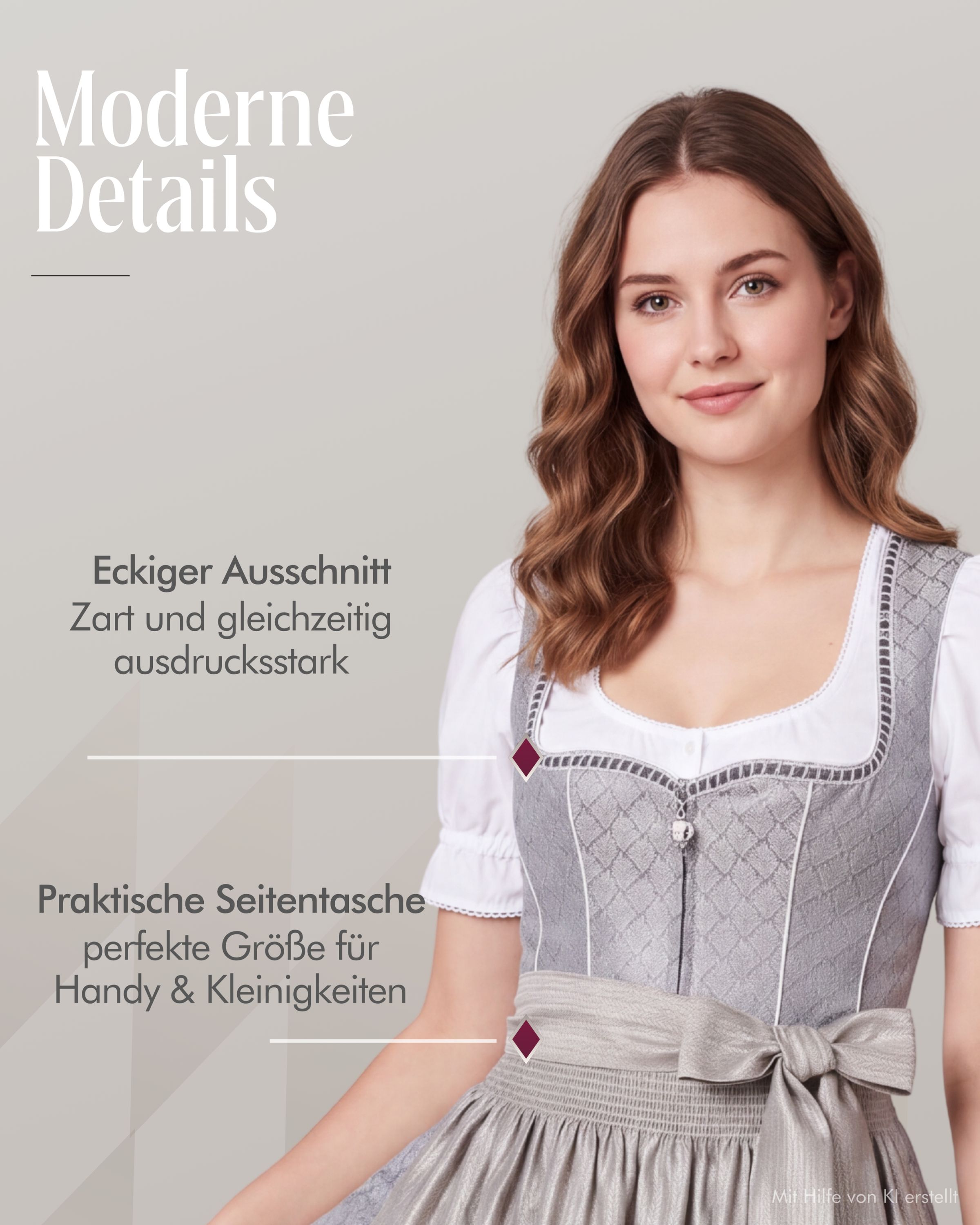 Midi Dirndl Georgina in Graphite von Nübler