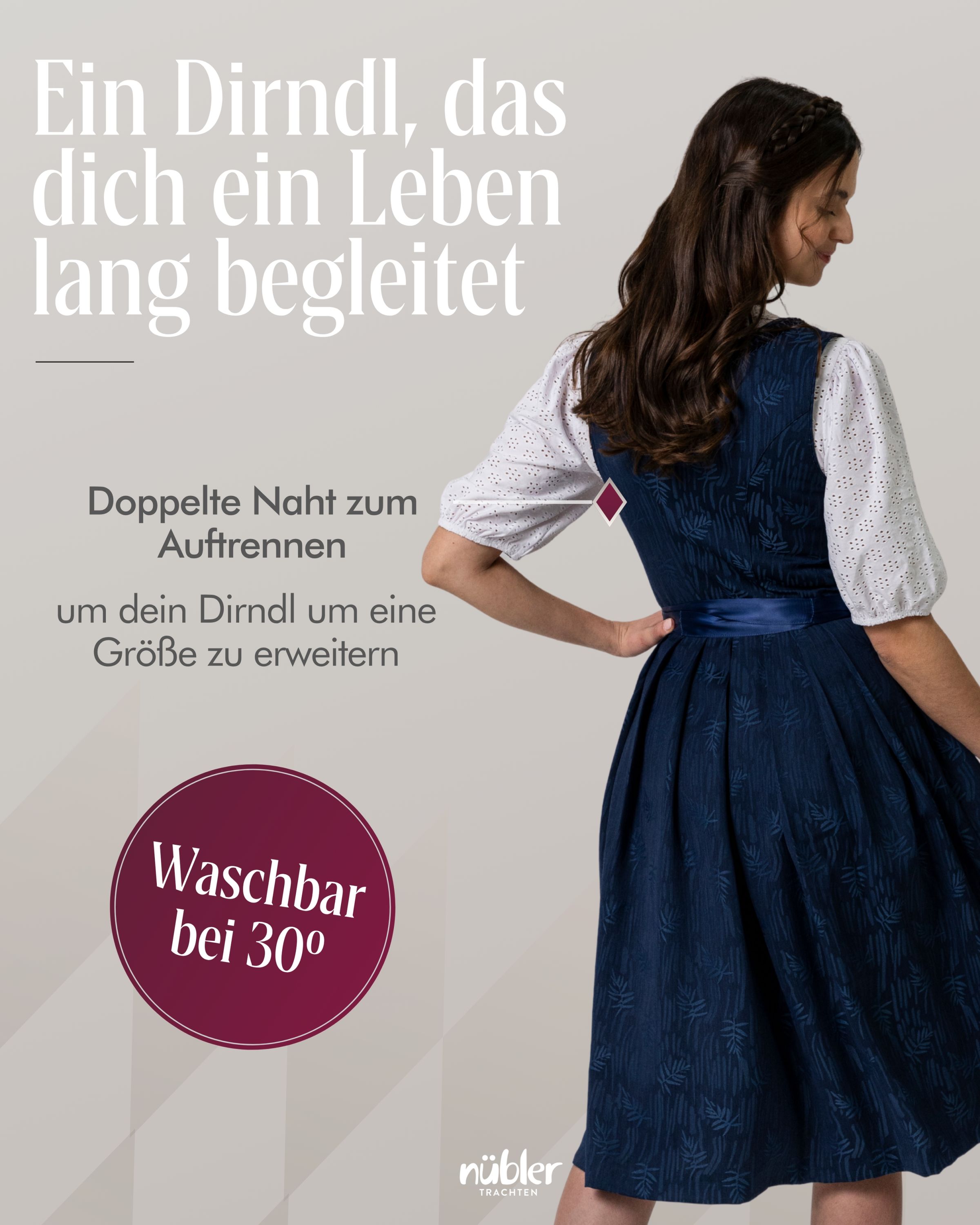 Midi Dirndl Floreta in Nachtblau von Nübler