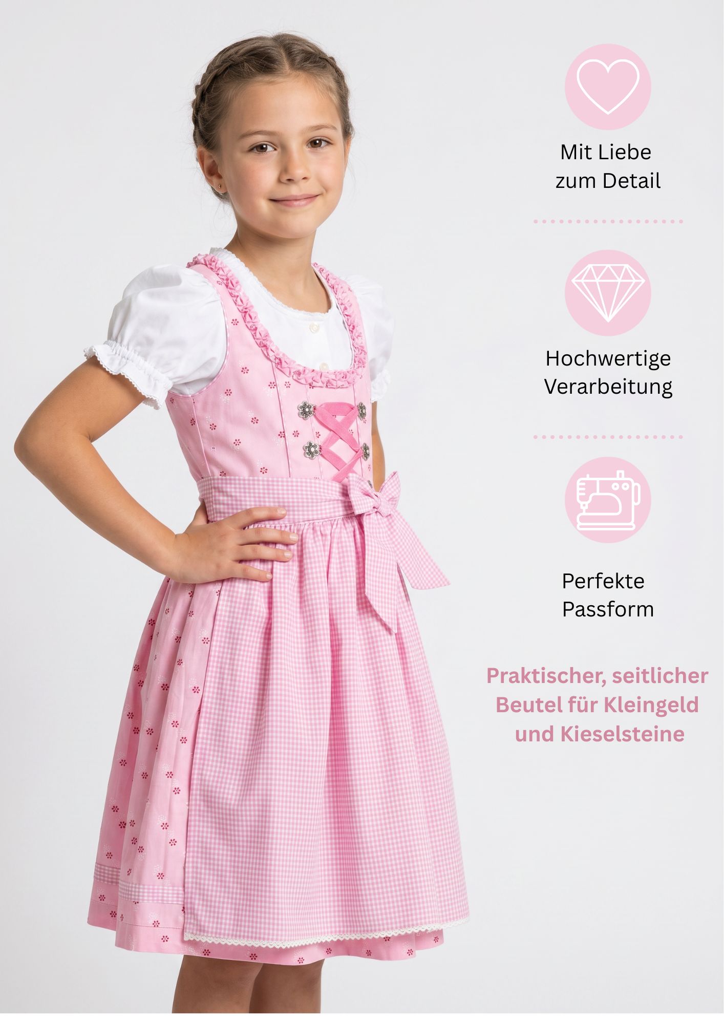 Mädchen Dirndl im traditionellen Stil Kinder Trachten