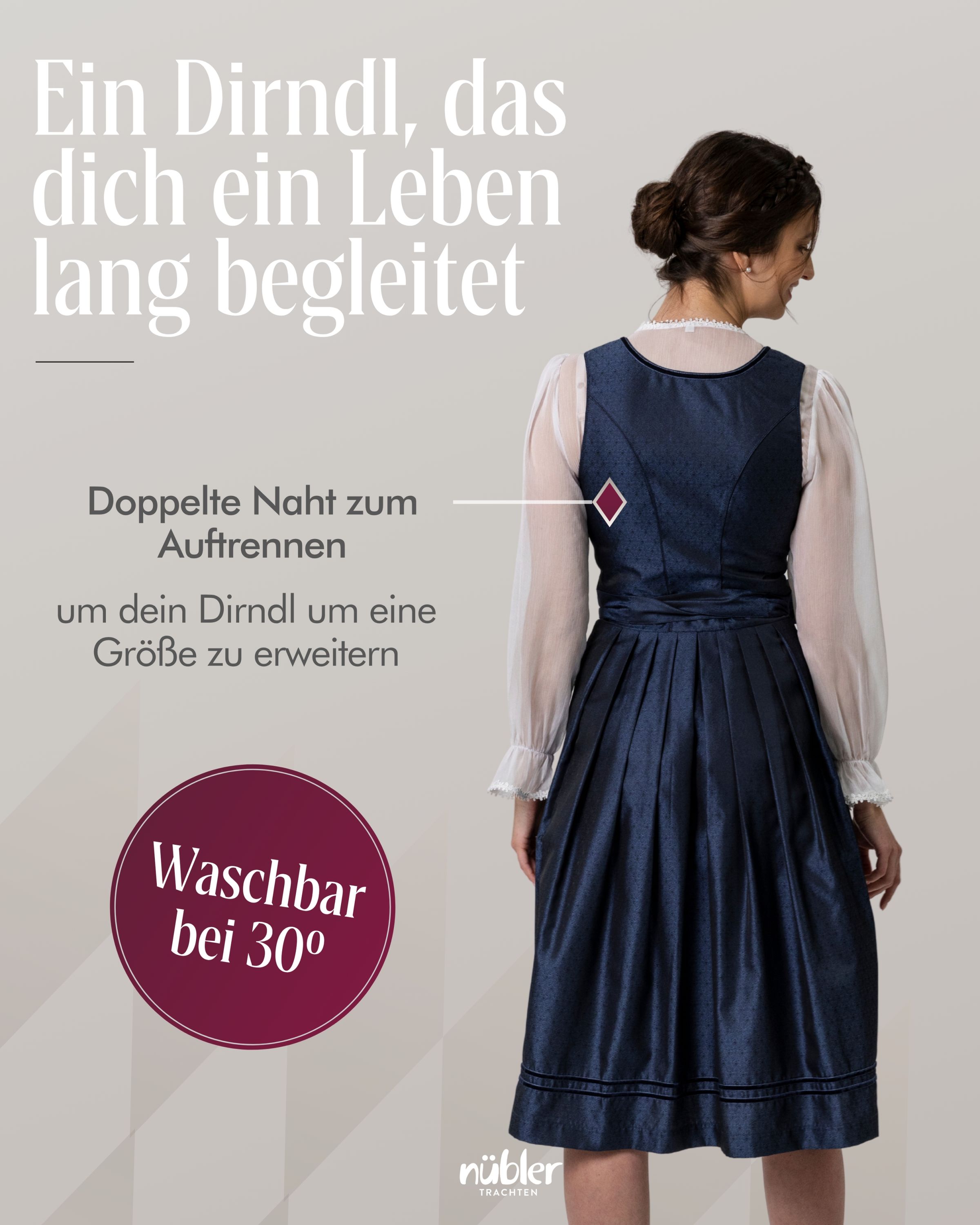 Midi Dirndl Kerala in Marine von Nübler