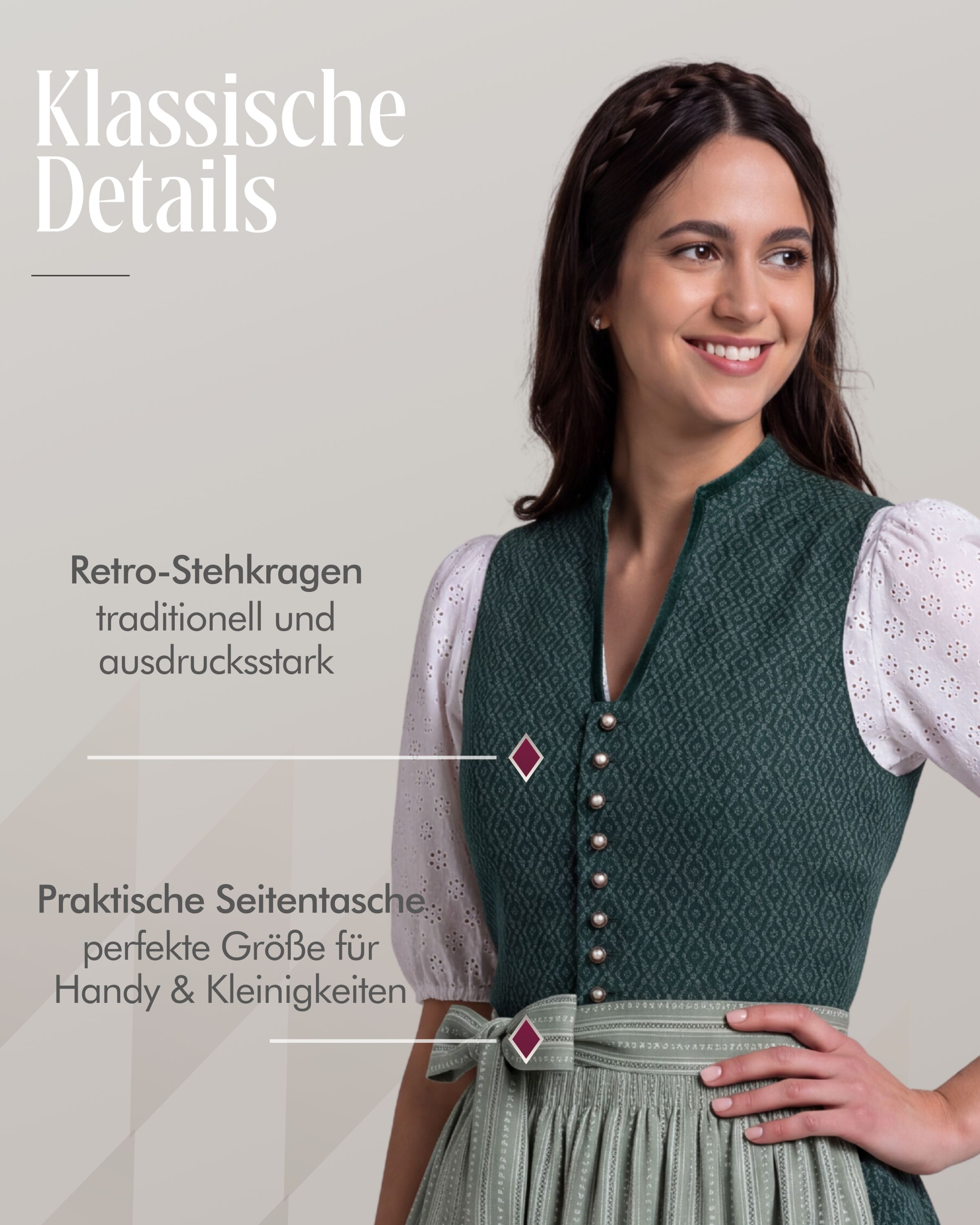 Midi Dirndl Frieda in Grün von Nübler