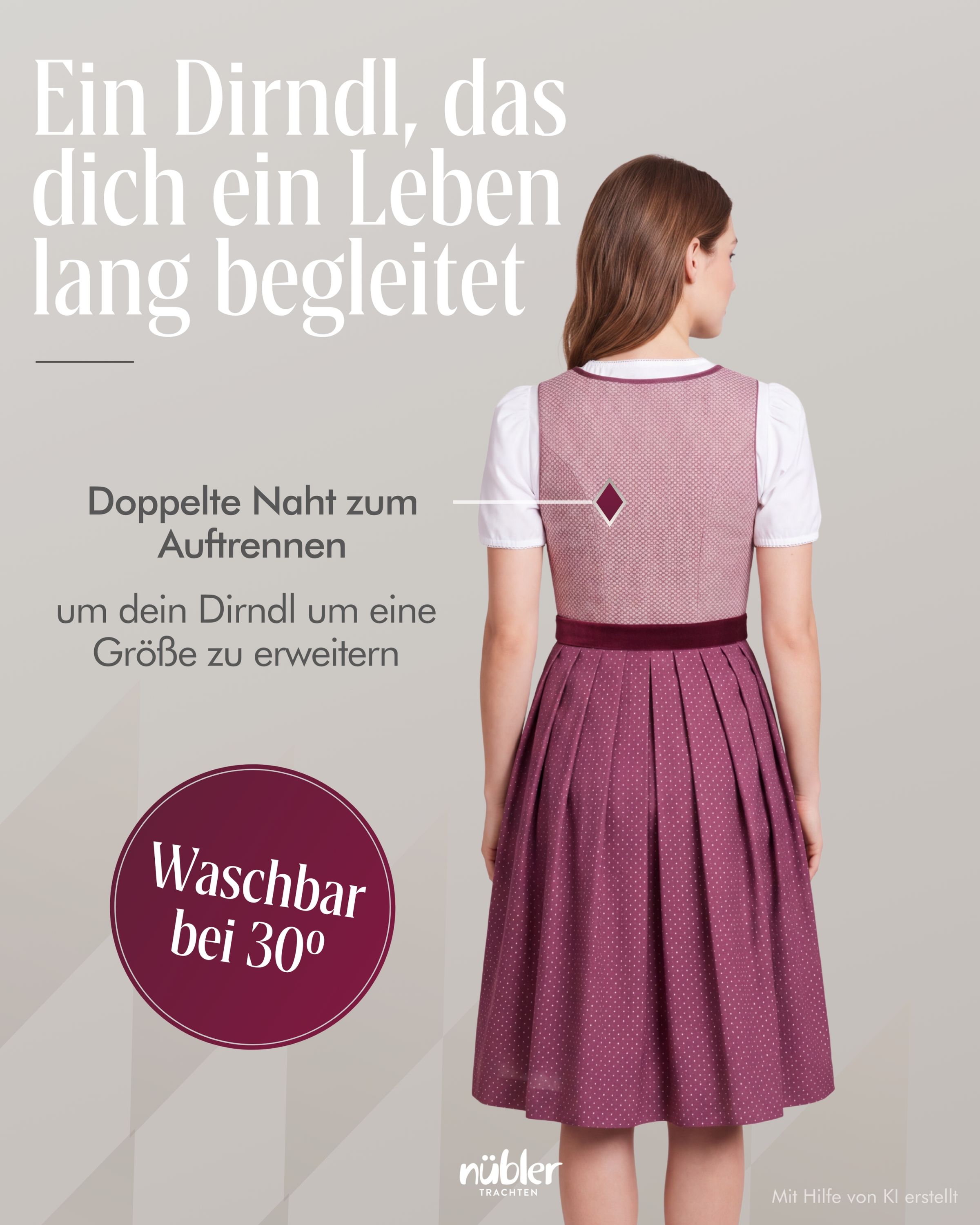 Midi Dirndl Lohe in Beere von Nübler