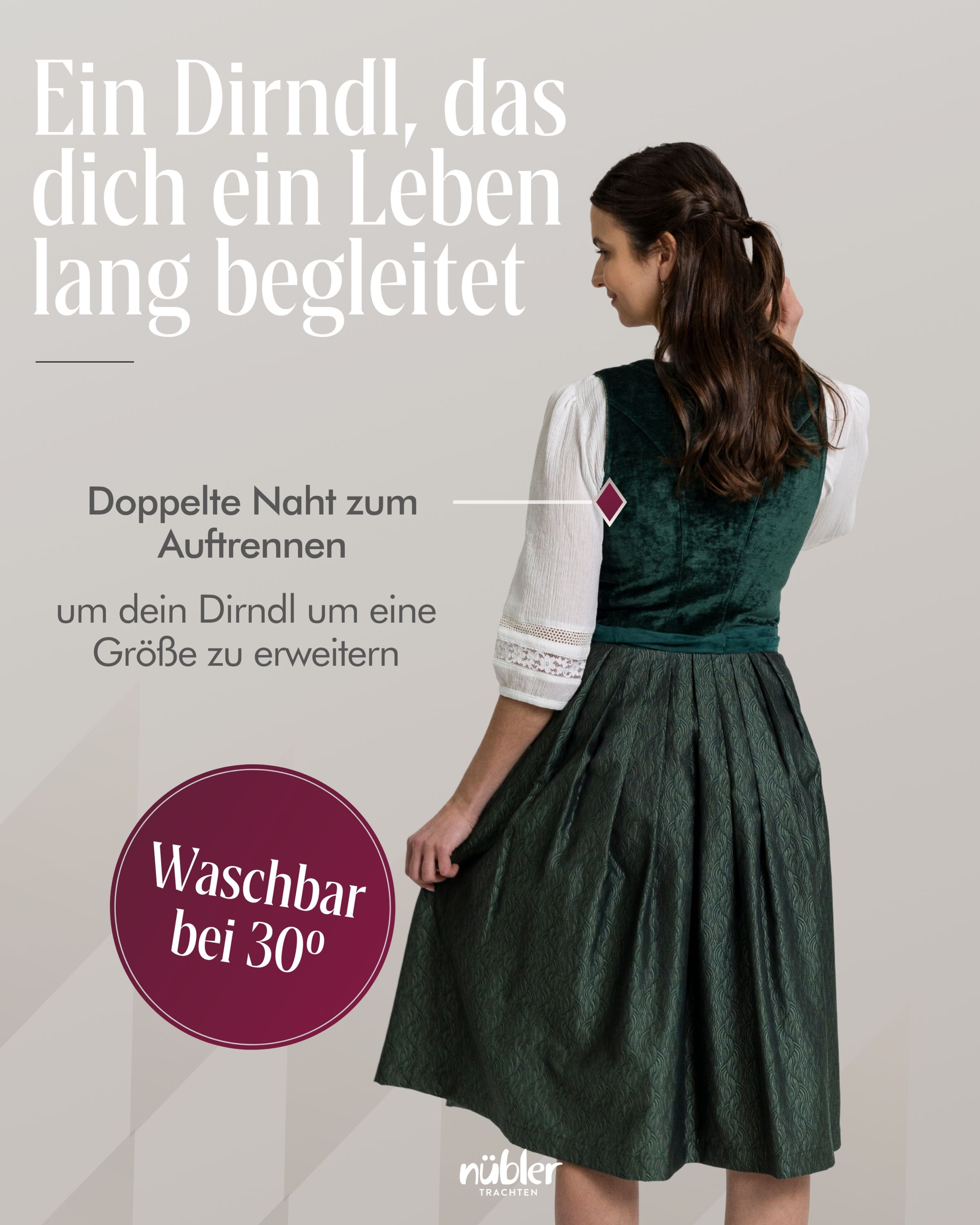 Midi Dirndl Klarissa in Tanne von Nübler