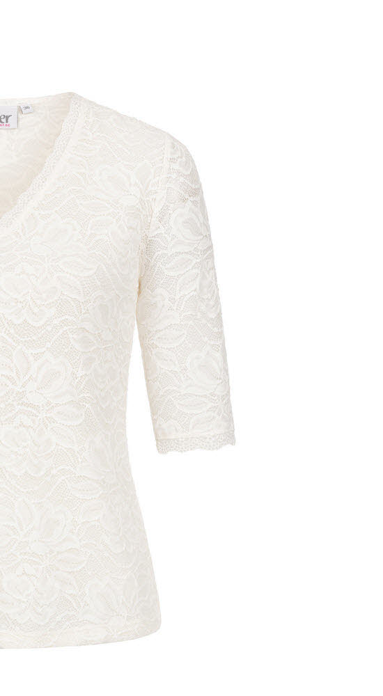 Trachtenbluse kurzarm Frieda in Creme von Nübler