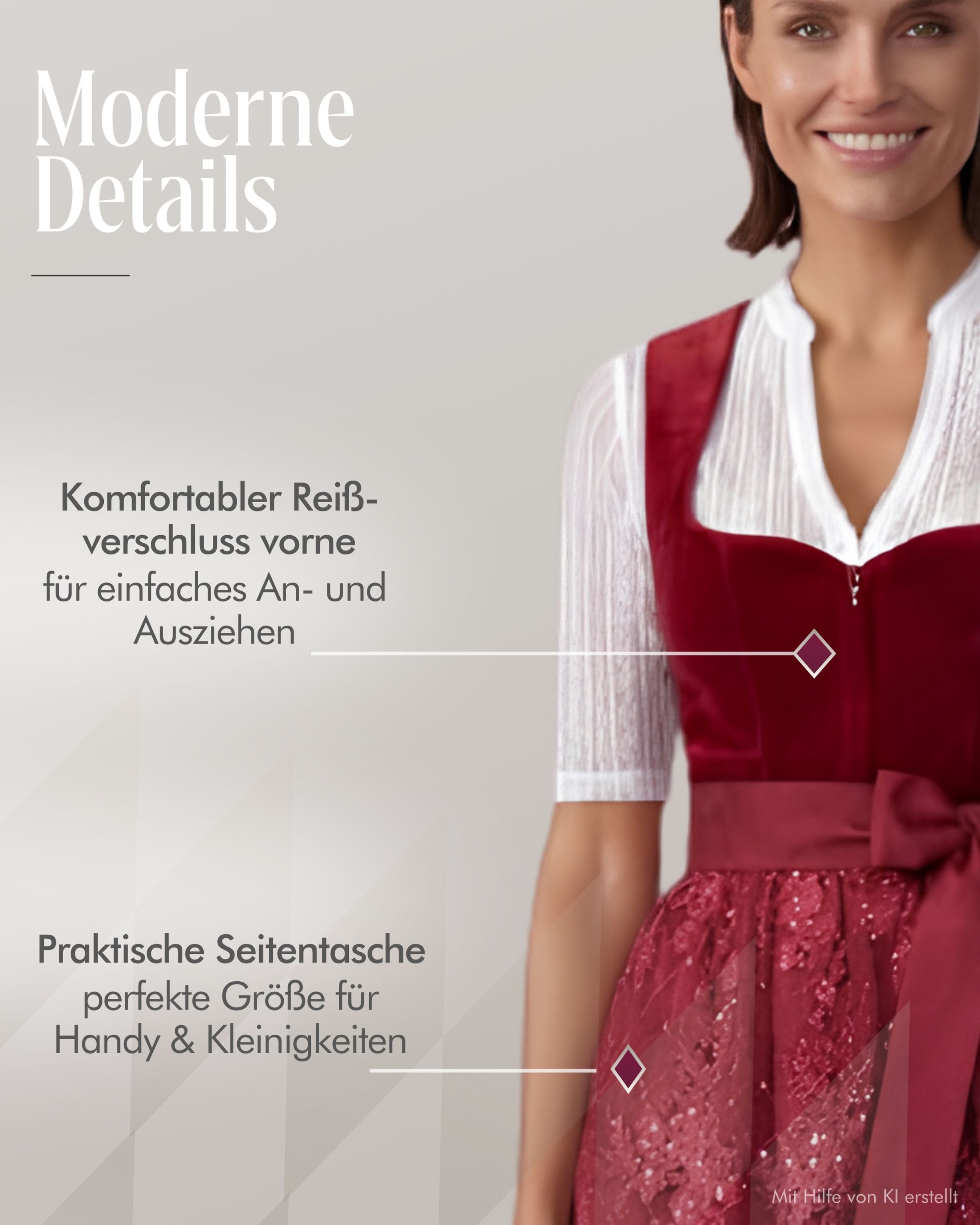 Midi Dirndl Kira in Rot