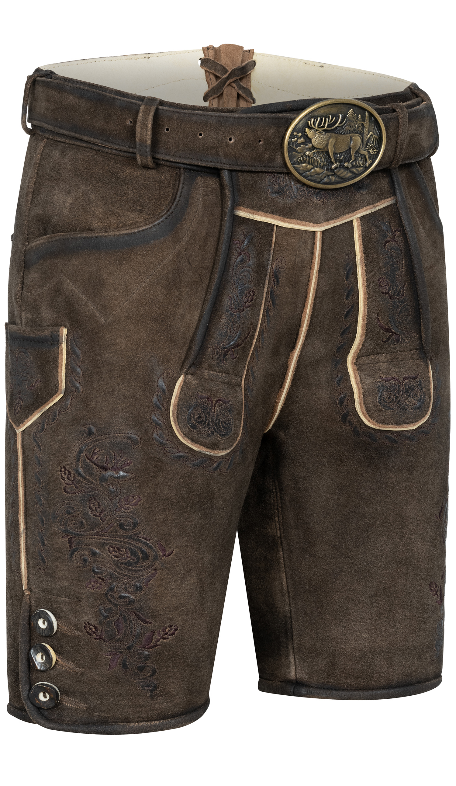 Lederhose kurz Lasse in Aschbraun von Nübler