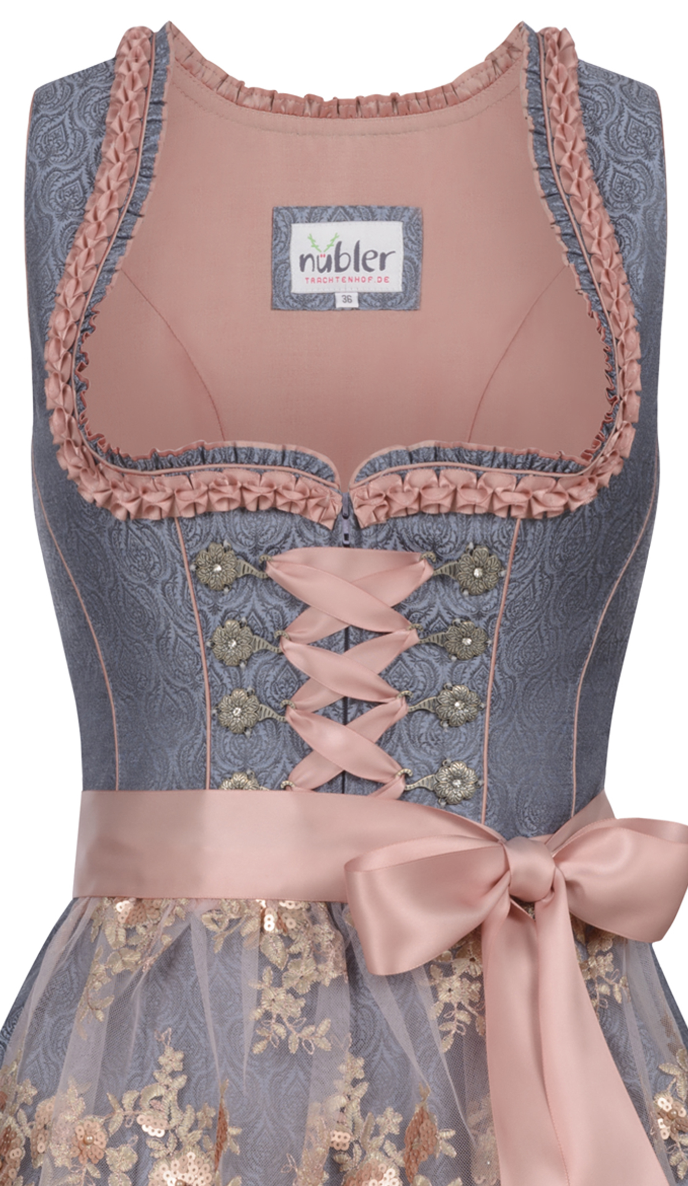 Mini Dirndl Gerhild in Rauchblau von Nübler
