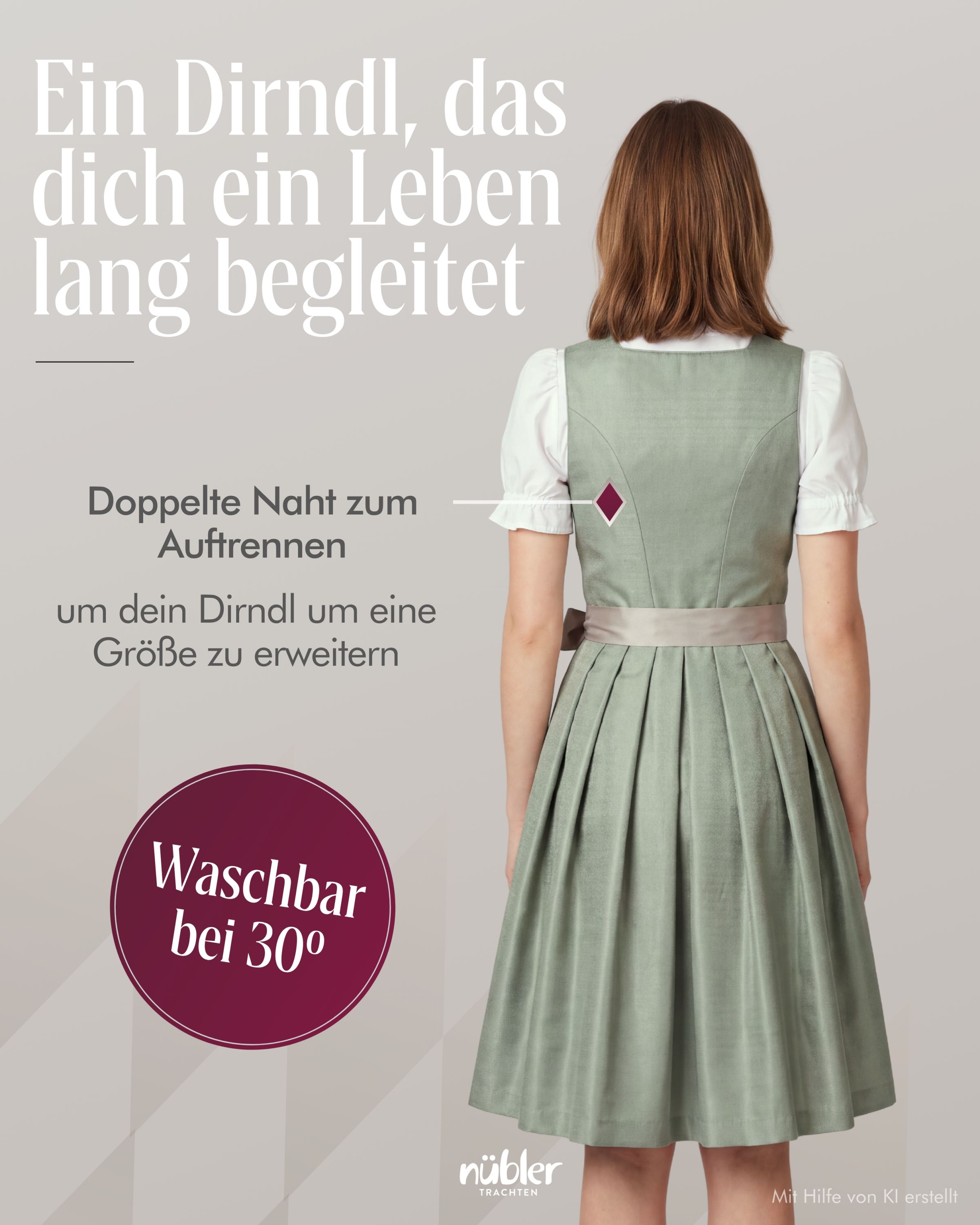 Midi Dirndl Giselle in Grün von Nübler