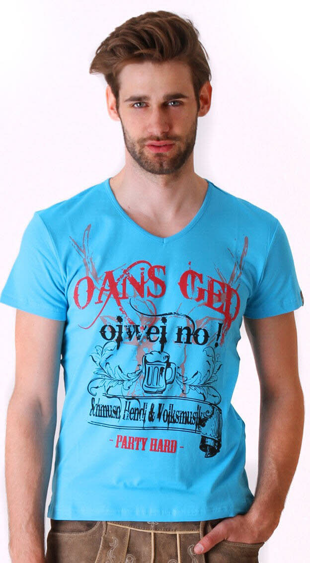 Trachten-Shirt Kurzarm Caspar in Türkis von hangOwear