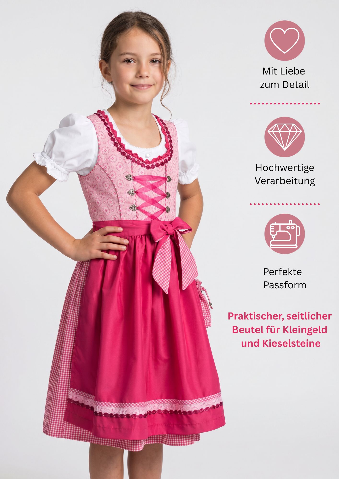 Mädchen Dirndl im traditionellen Stil Kinder Trachten