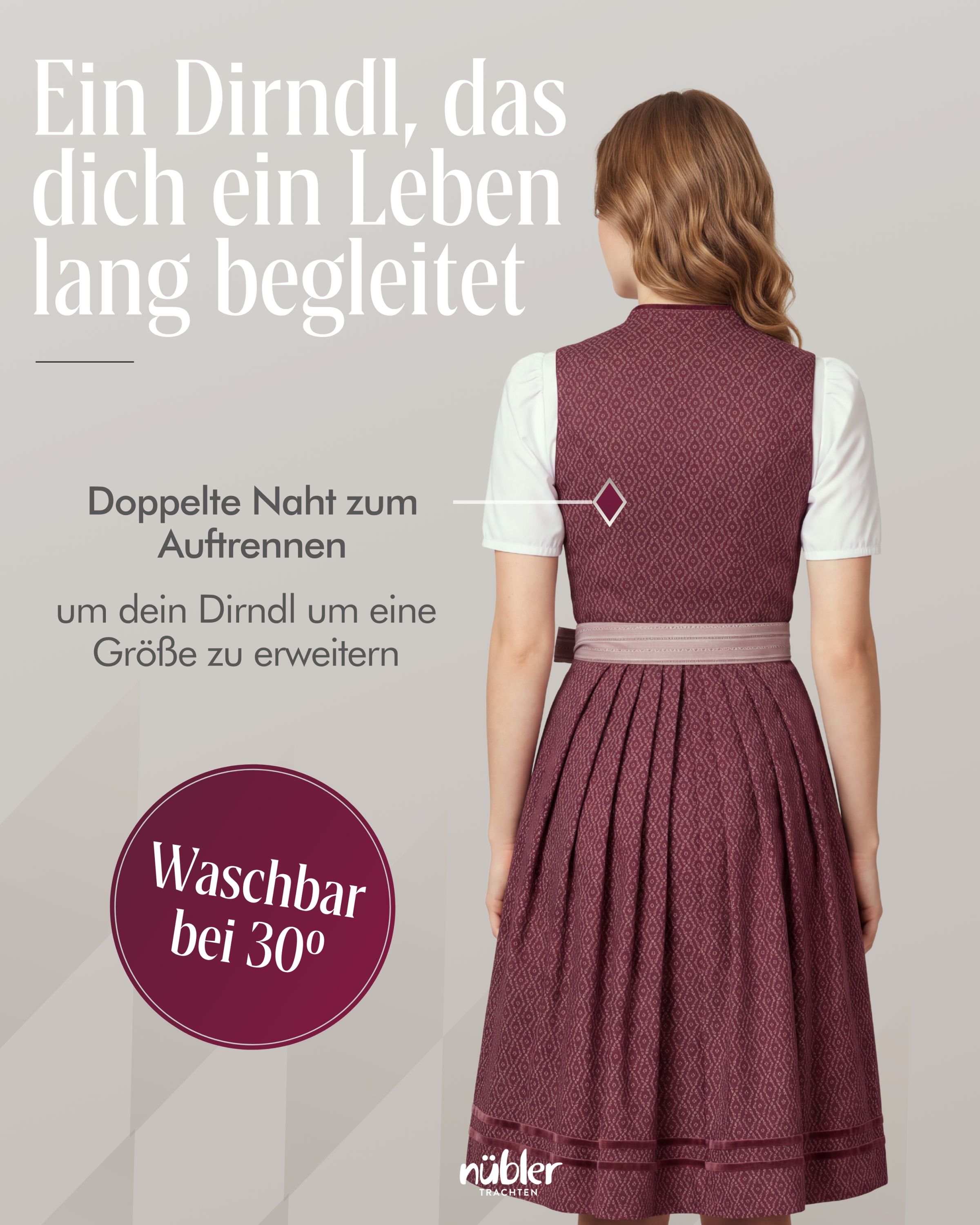 Midi Dirndl Frieda in Beere von Nübler