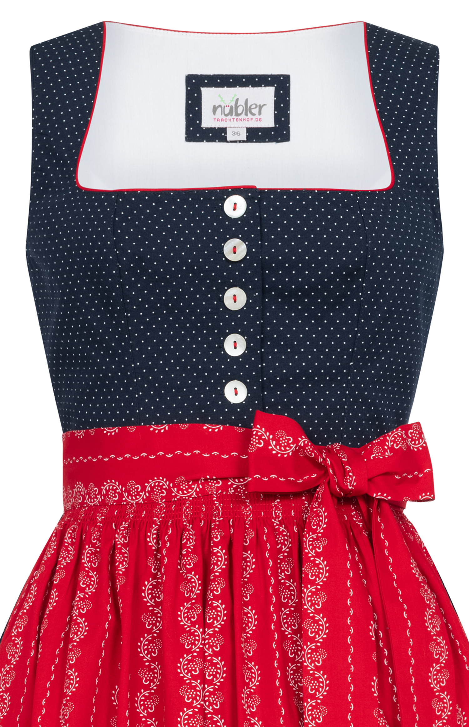 Midi Dirndl Worthersee in Marina-Kirschrot von Nübler