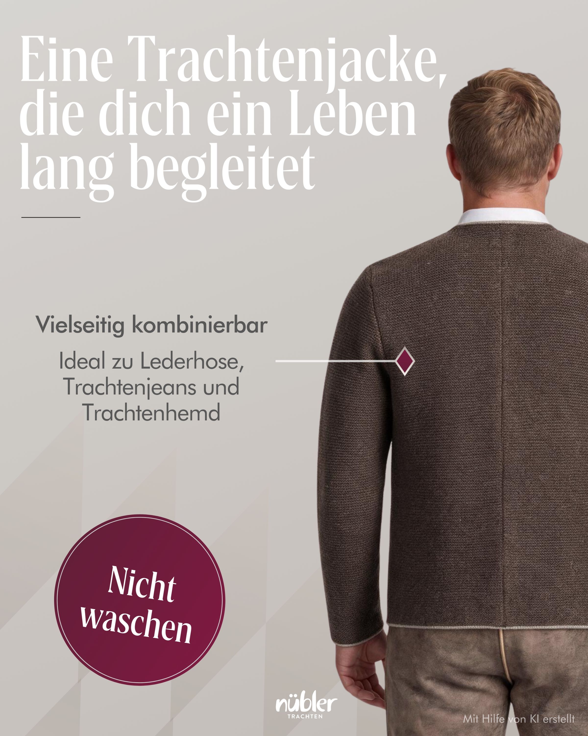 Trachtenstrickjacke Hannes in dunkelbraun von Nübler