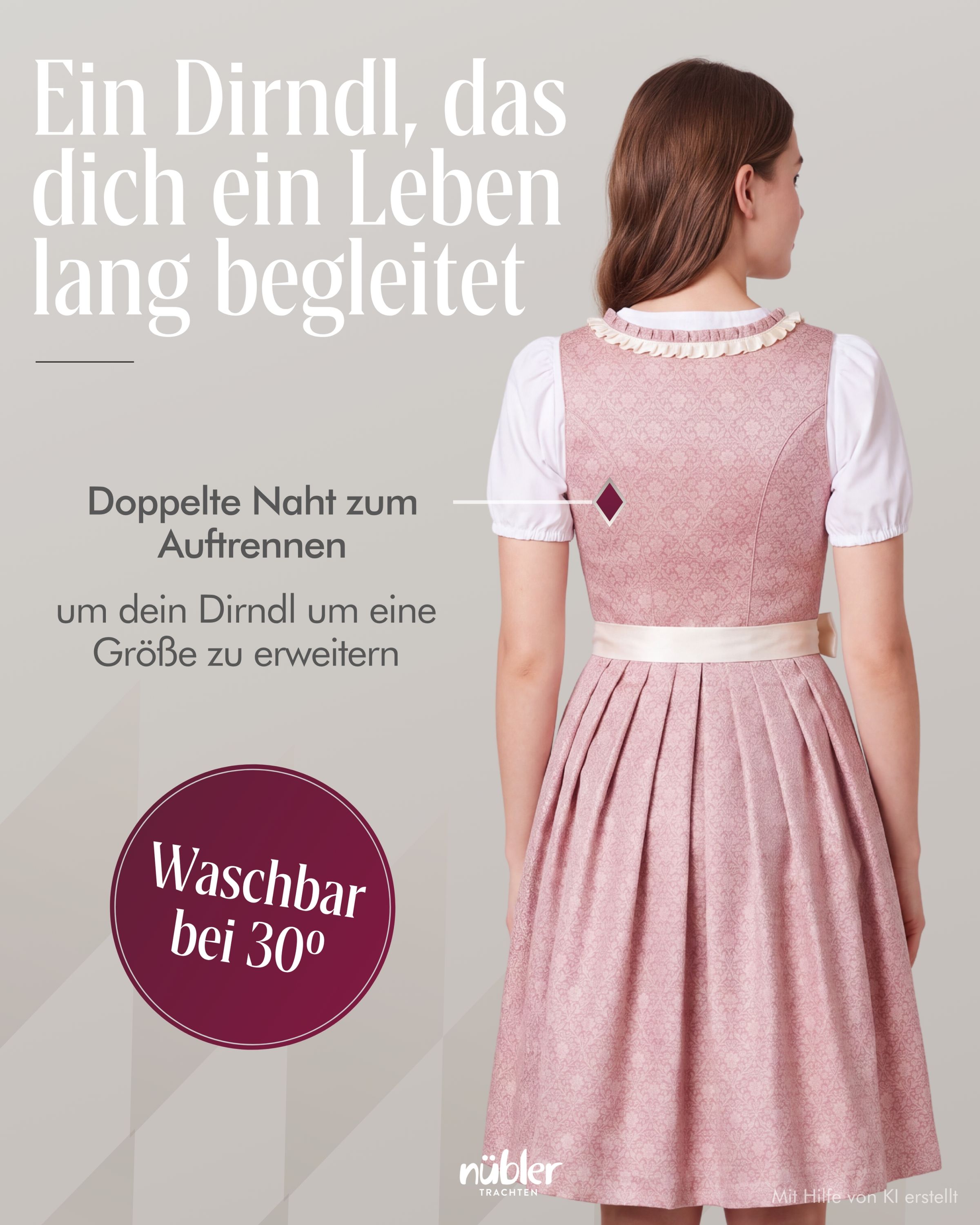 Midi Dirndl Greta in Rose von Nübler