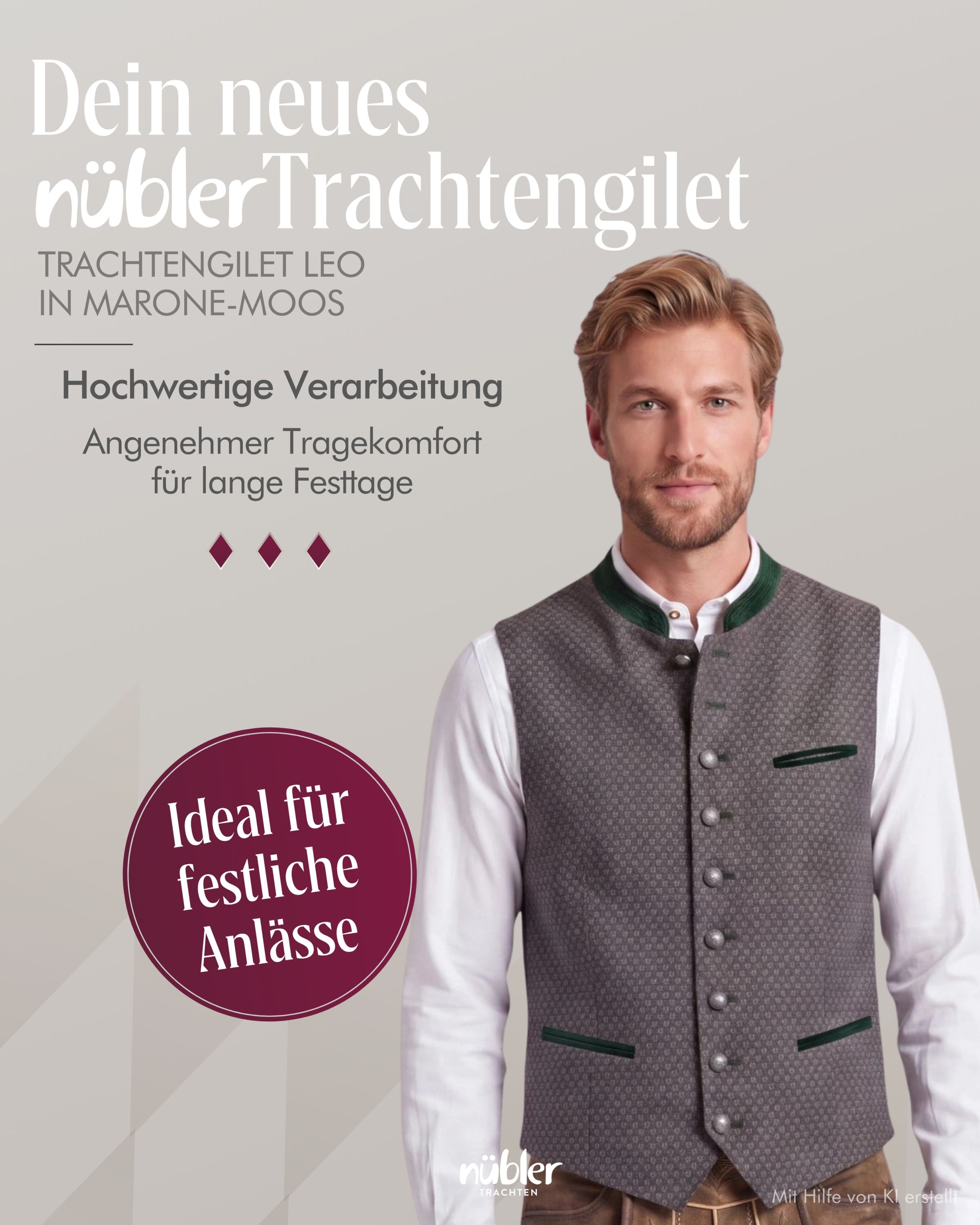 Trachtenweste Leo in Tannendunkel-Herbstgold von Nübler