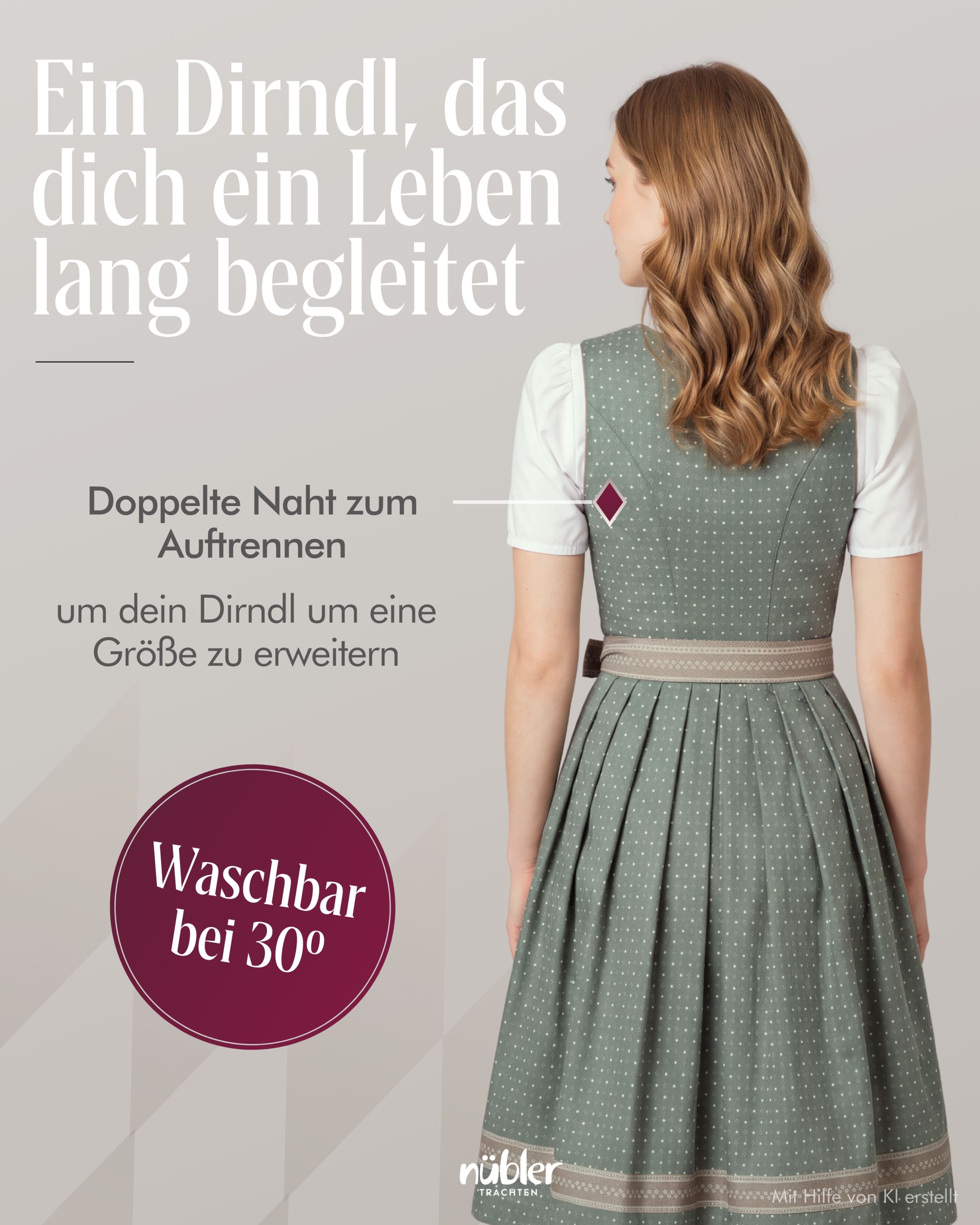 Midi Dirndl Franzi in Salbei von Nübler