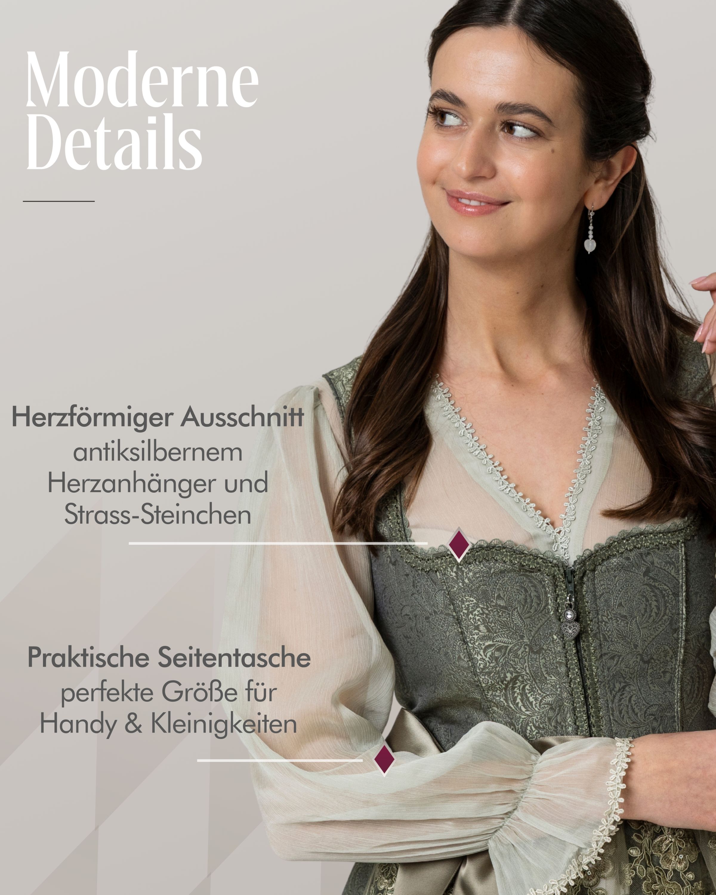 Midi Dirndl Fleurette in Olive