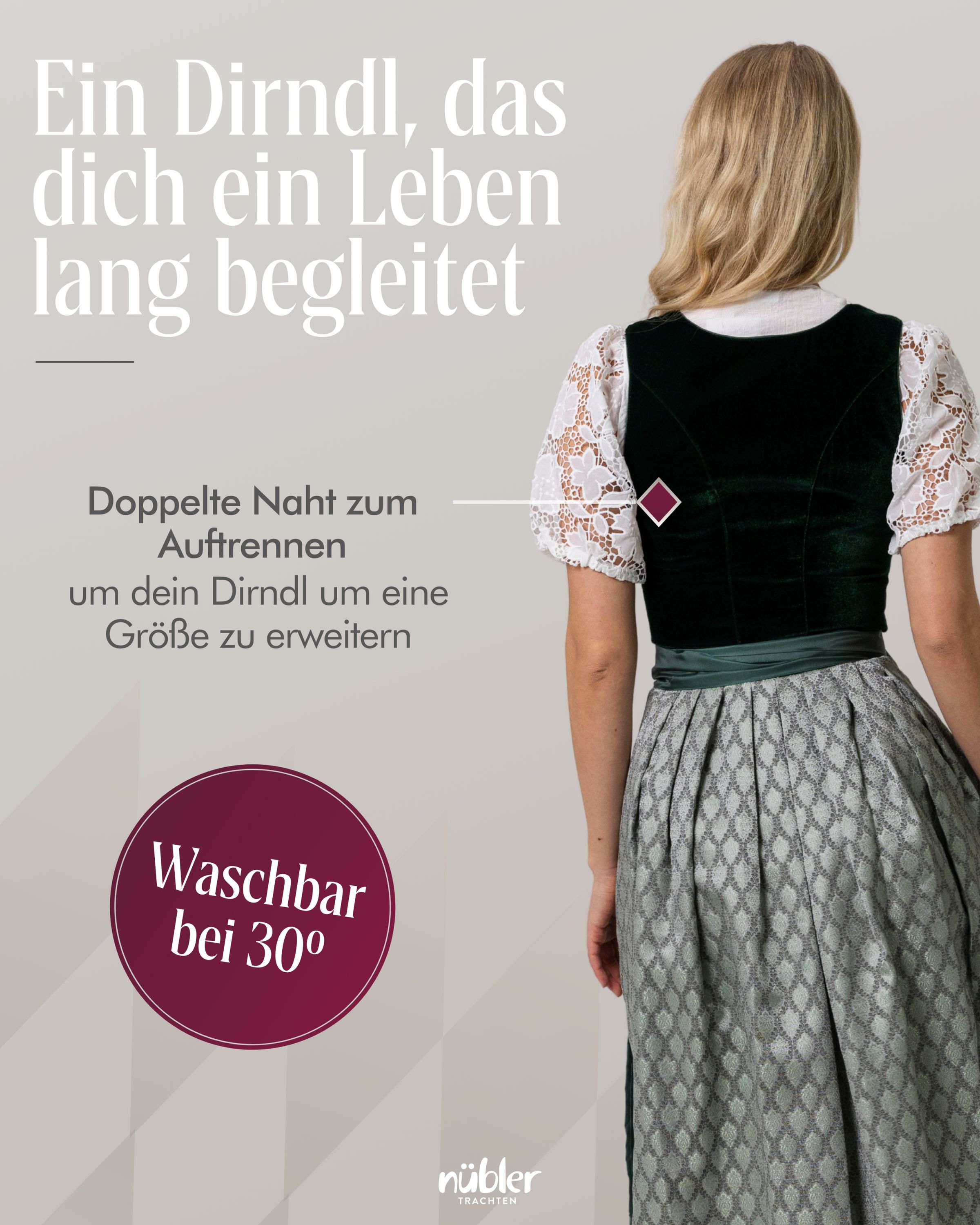 Dirndl midi Malies in Dunkelgrün von Nübler
