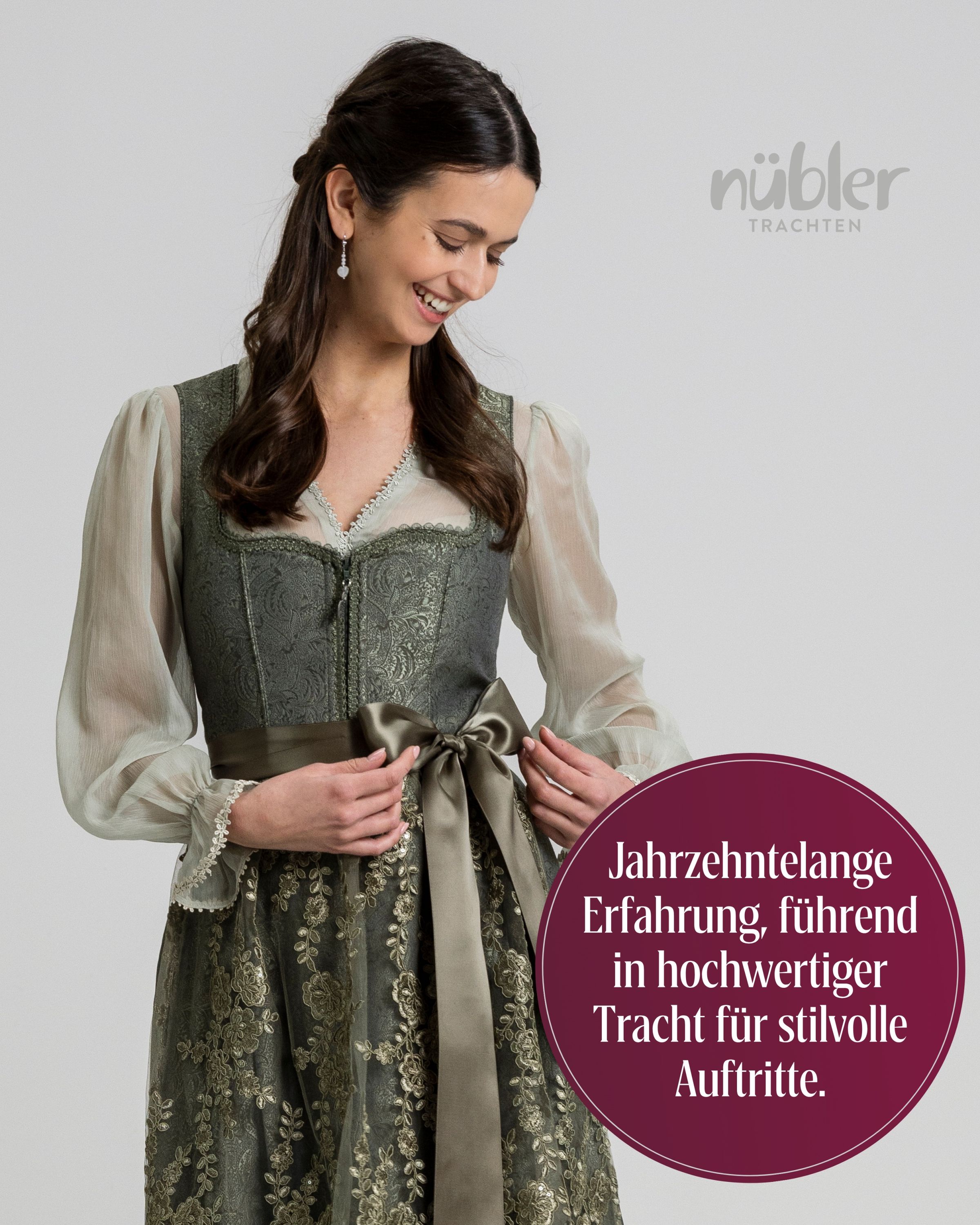Midi Dirndl Fleurette in Olive