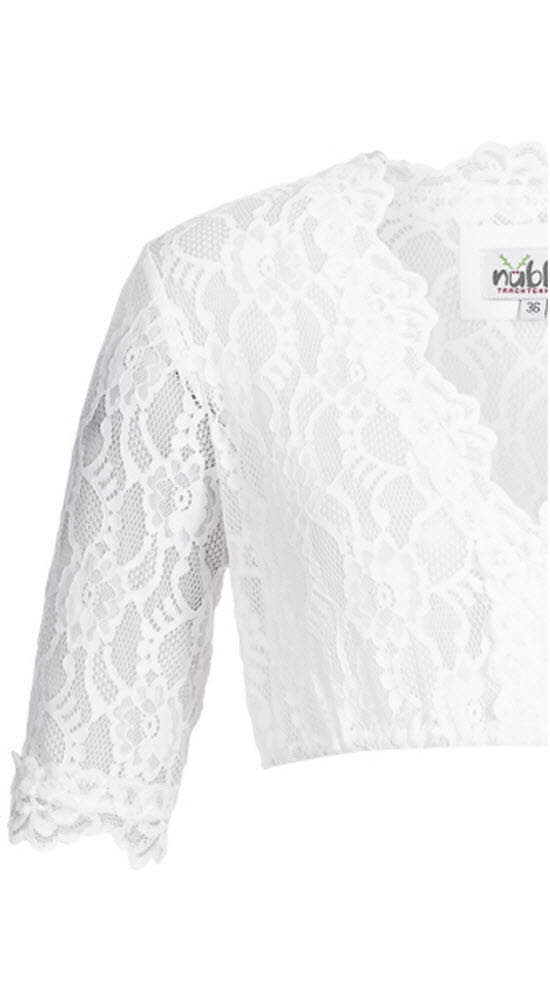 Dirndlbluse 3/4 Arm Laura in Weiß von Nübler Größe 32