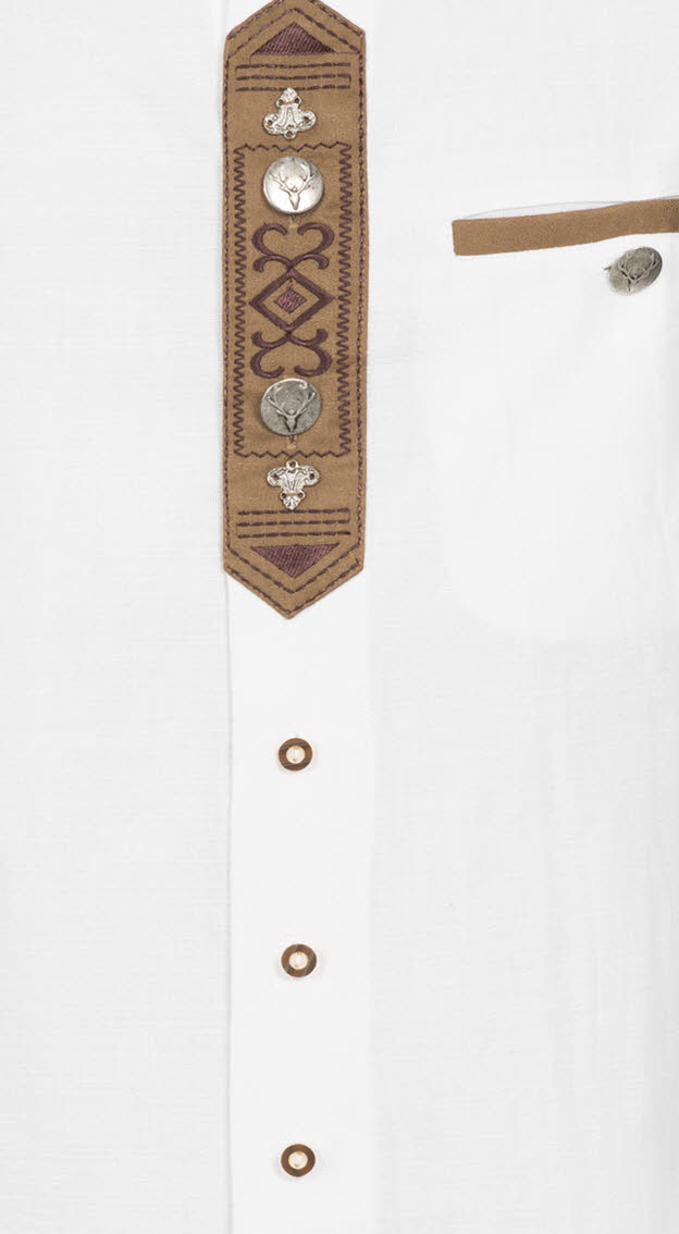 Trachtenhemd Langarm Romus in Weiß von Nübler