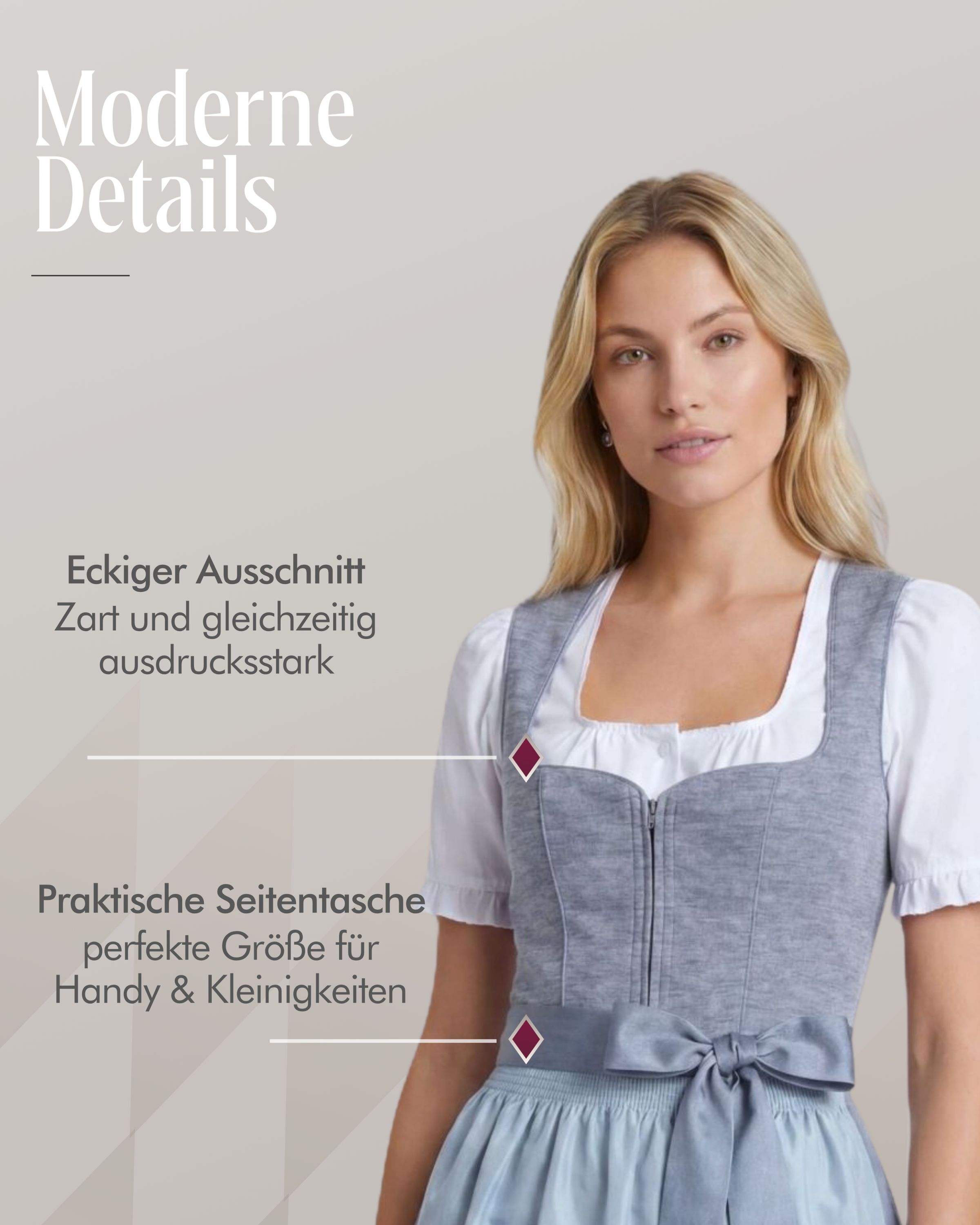 Mididirndl Kira in Rauchblau