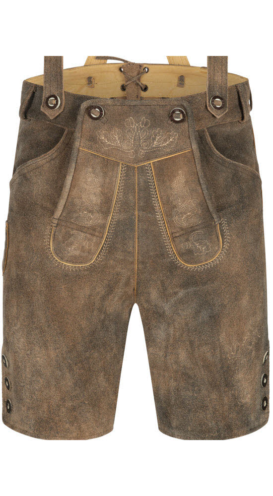 Lederhose kurz Bertl in Torf Braun Antik von Nübler