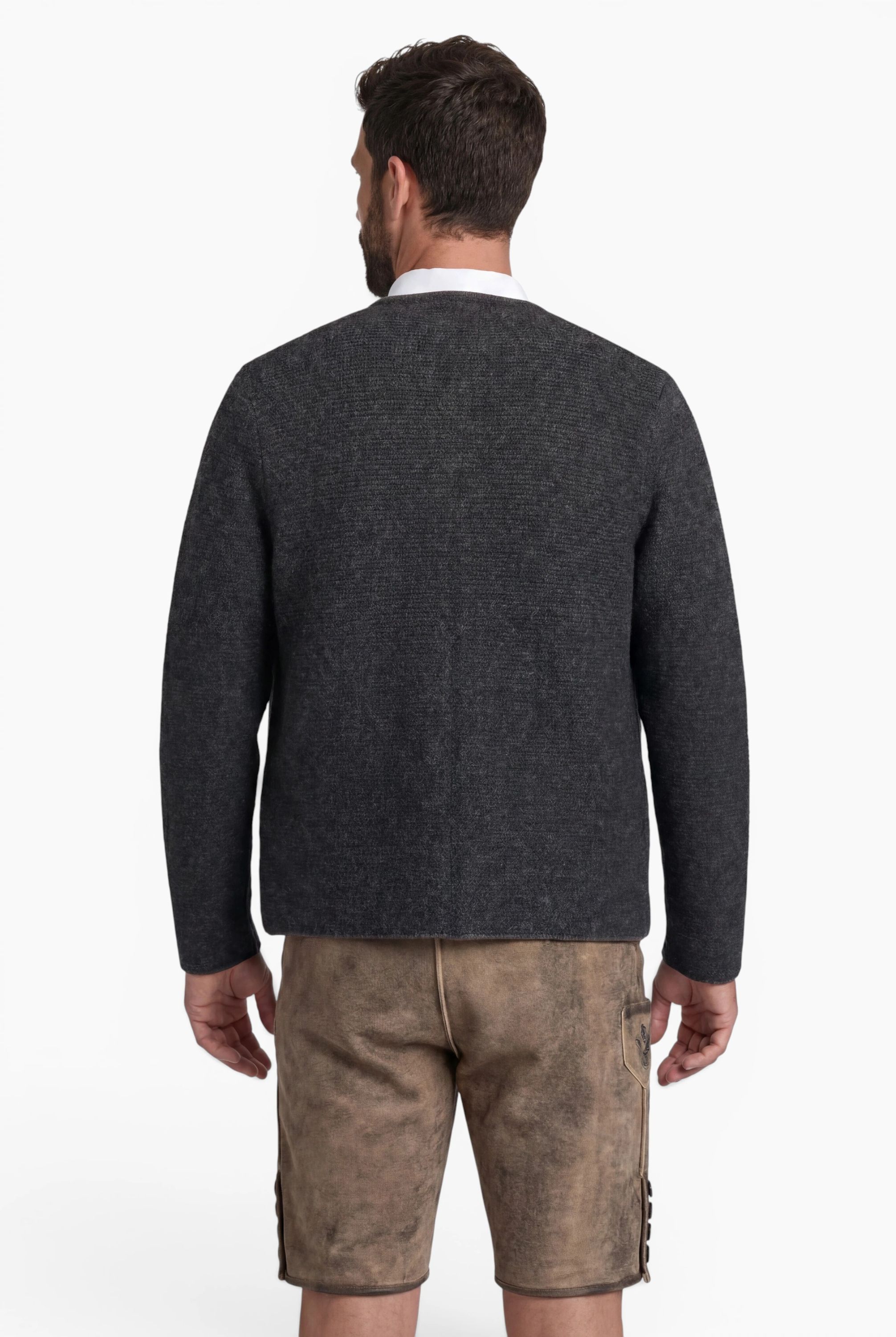 Herren Trachtenstrickjacke Langarm Hannes in Anthrazit
