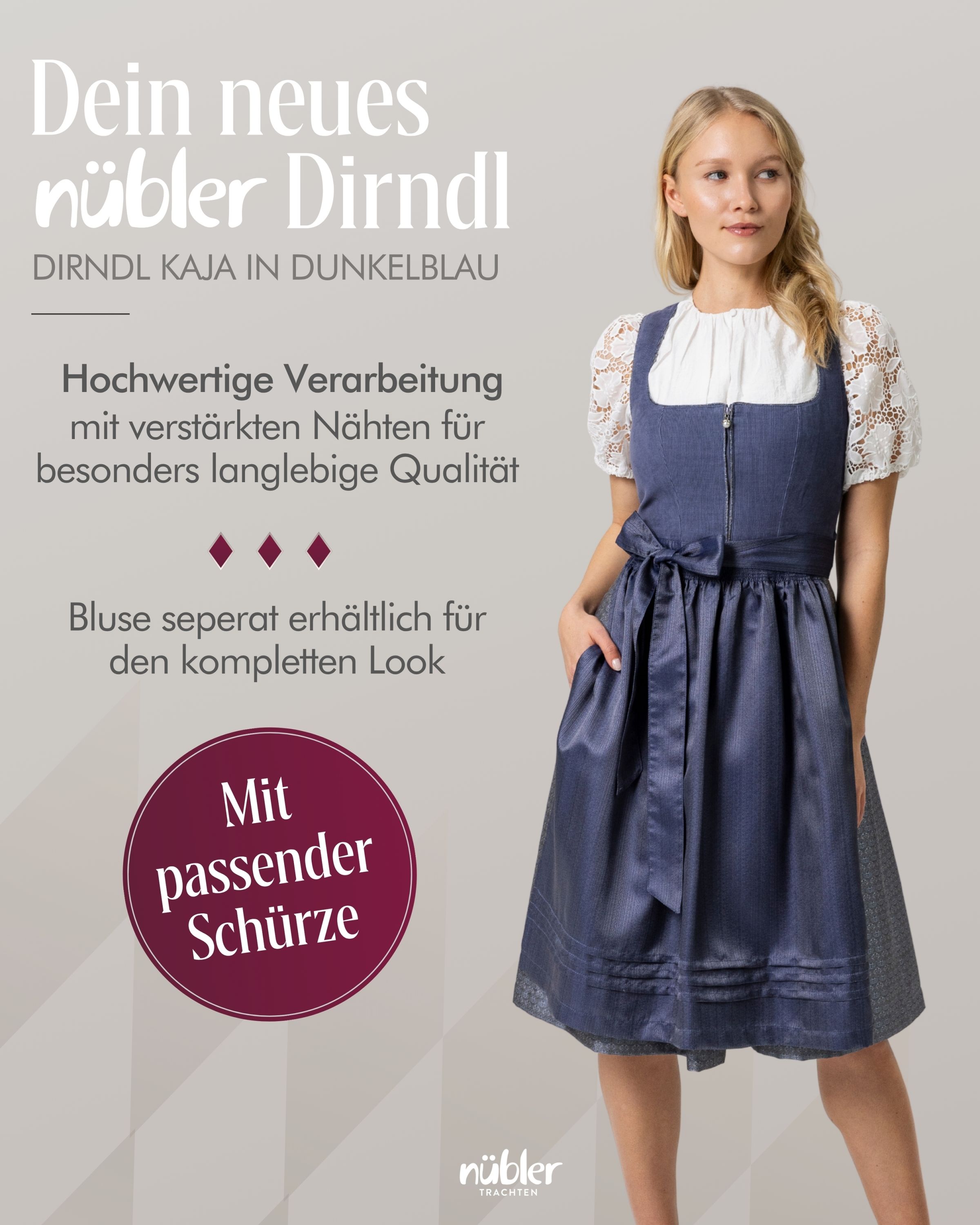 Mini Dirndl Kaja in Blau von Nübler