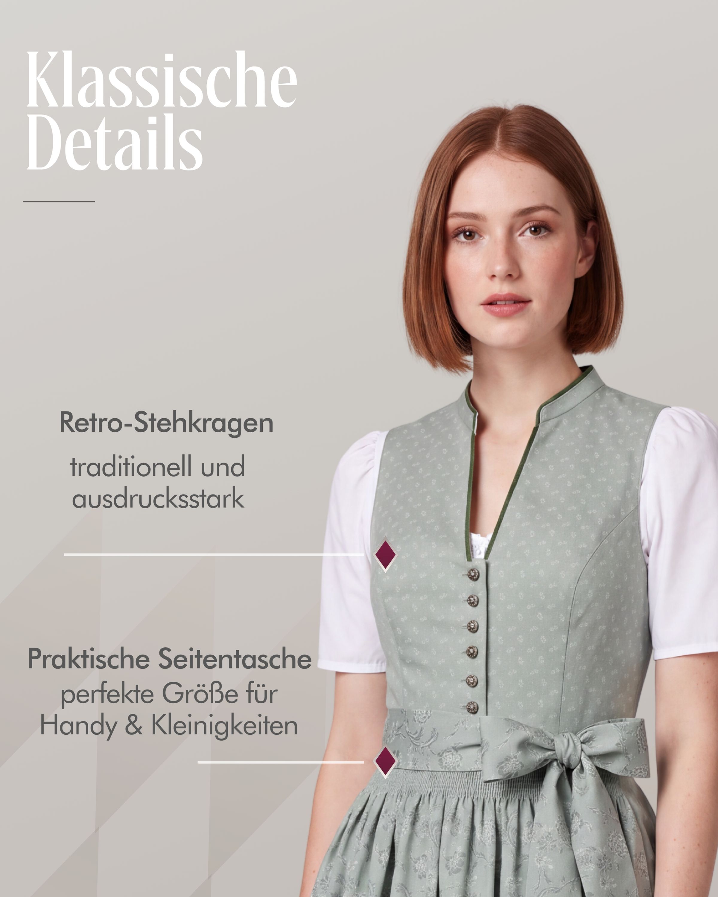Midi Dirndl Grace in Salbei von Nübler