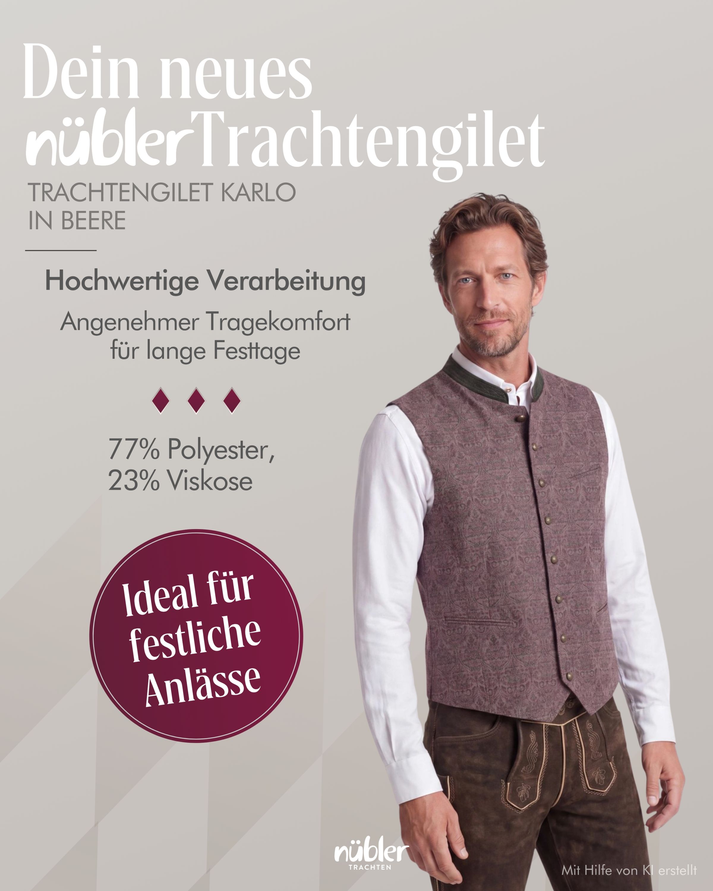 Trachtenweste Karlo in Beere von Nübler