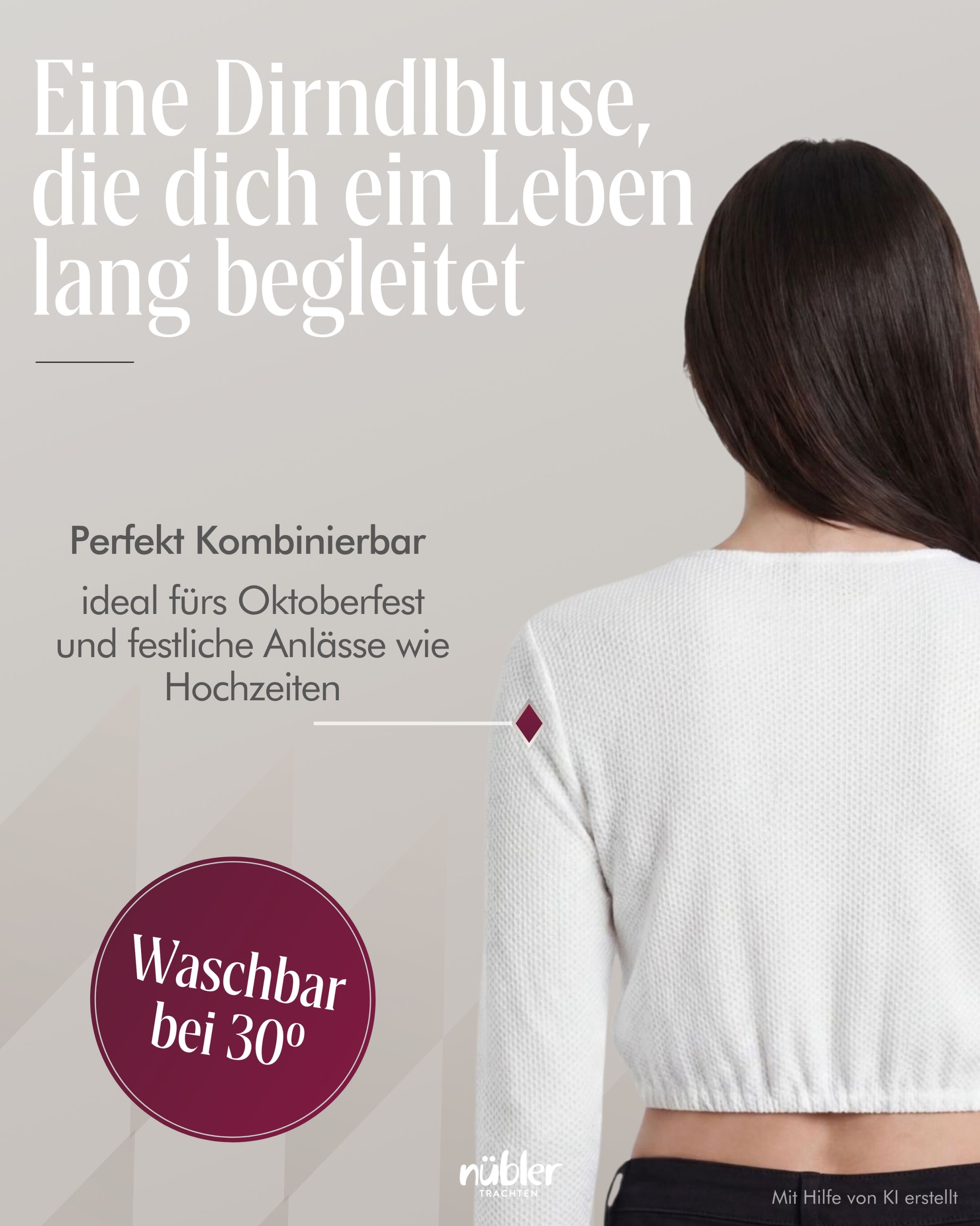 Dirndlbluse Langarm Lorena in Weiß