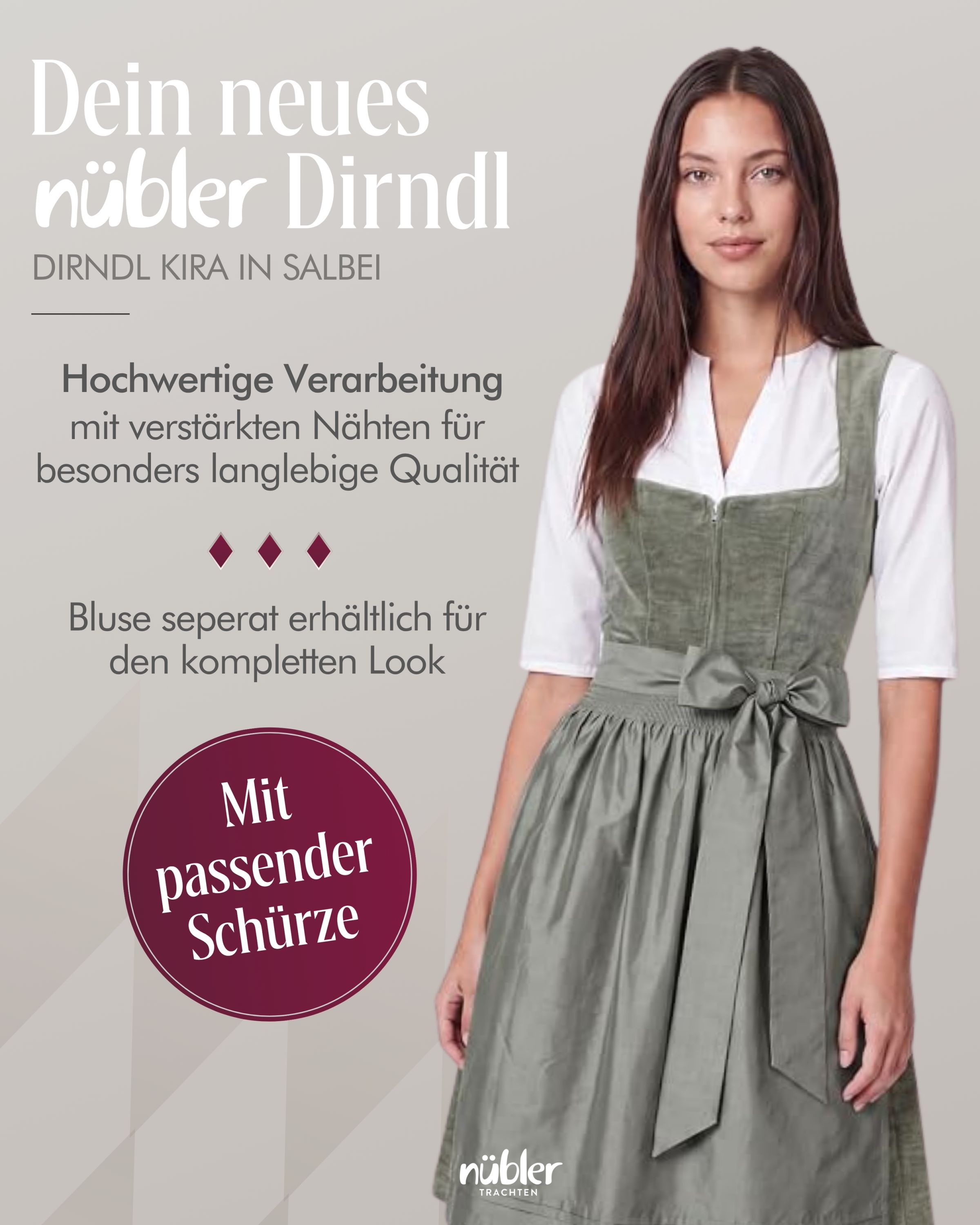 Mini Dirndl Kira in Salbei