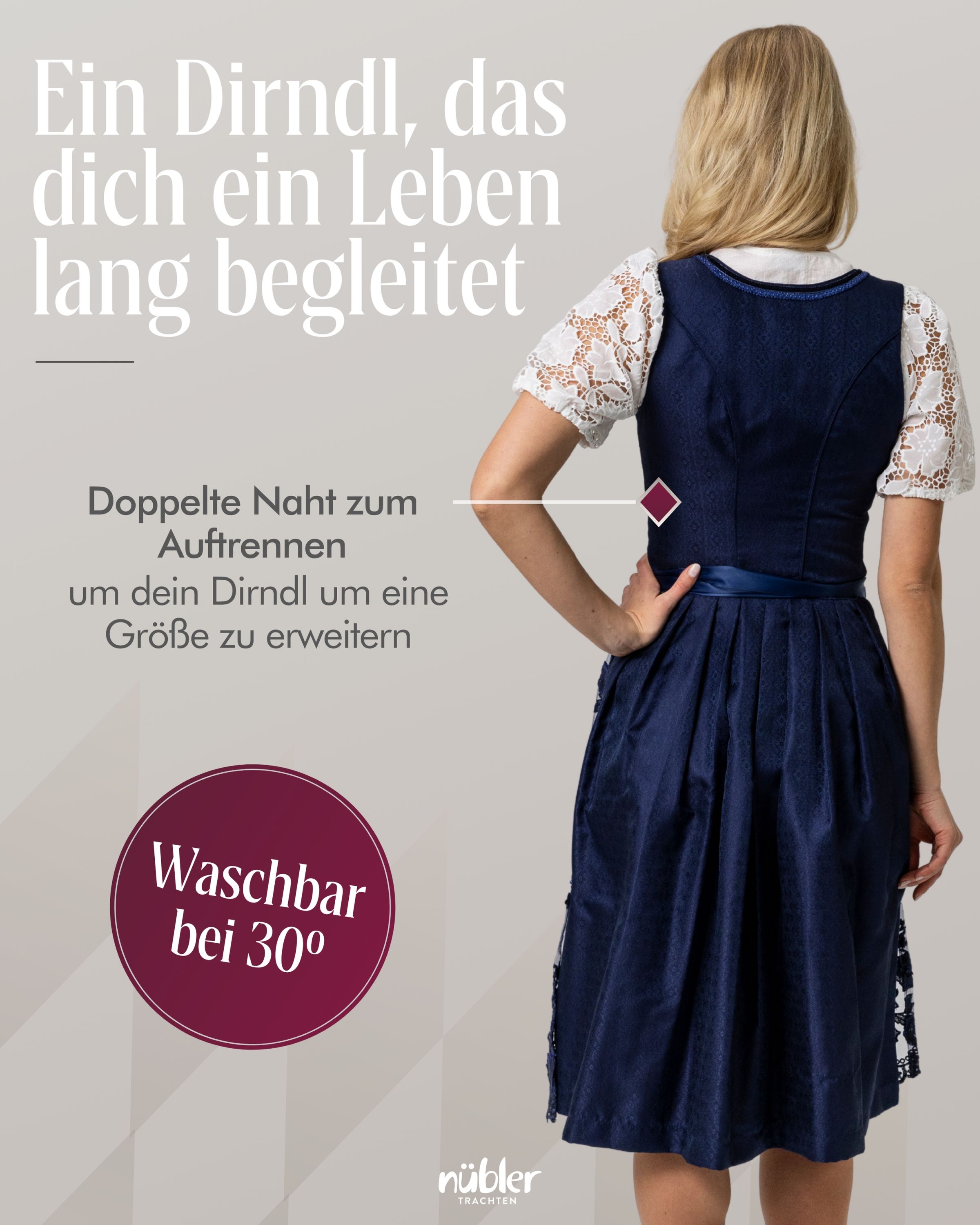 Dirndl midi Gloria in Blau von Nübler