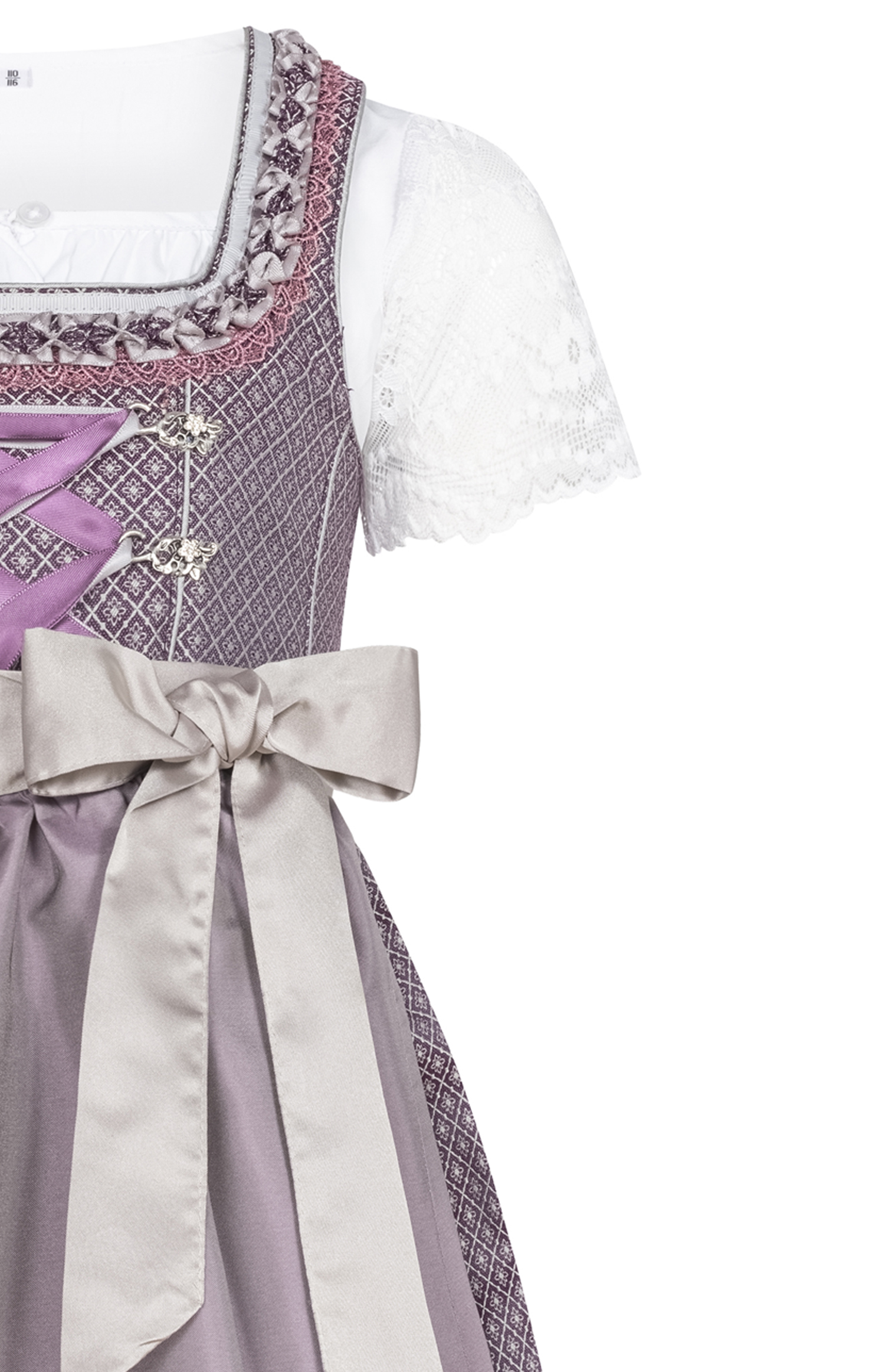 Kinderdirndl Gavrila in Aubergine, 3-teiliges Set