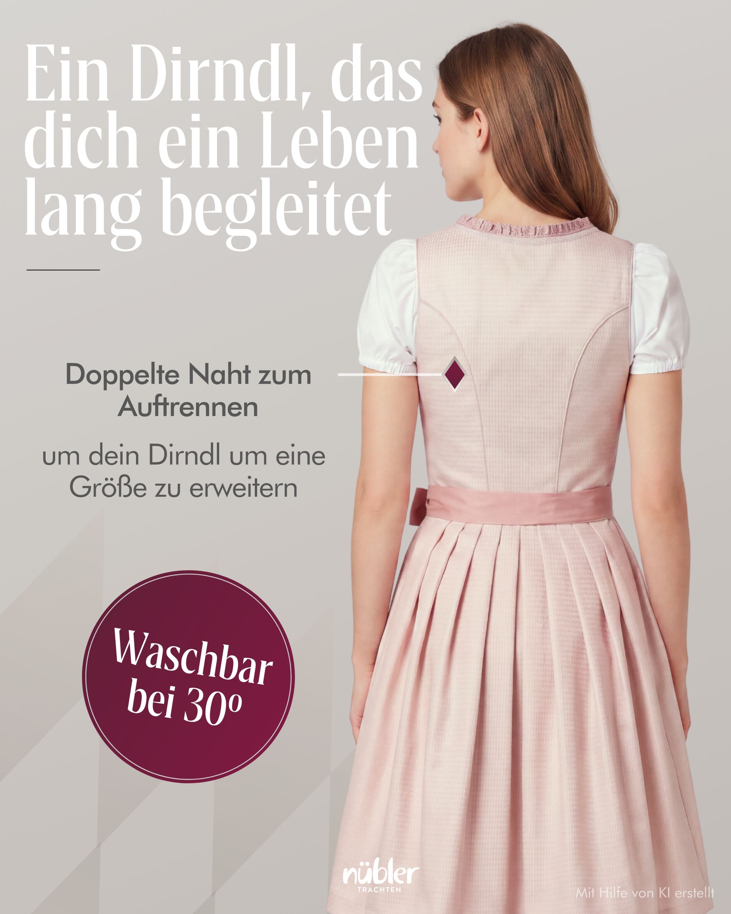 Midi Dirndl Lisa in Apricot von Nübler