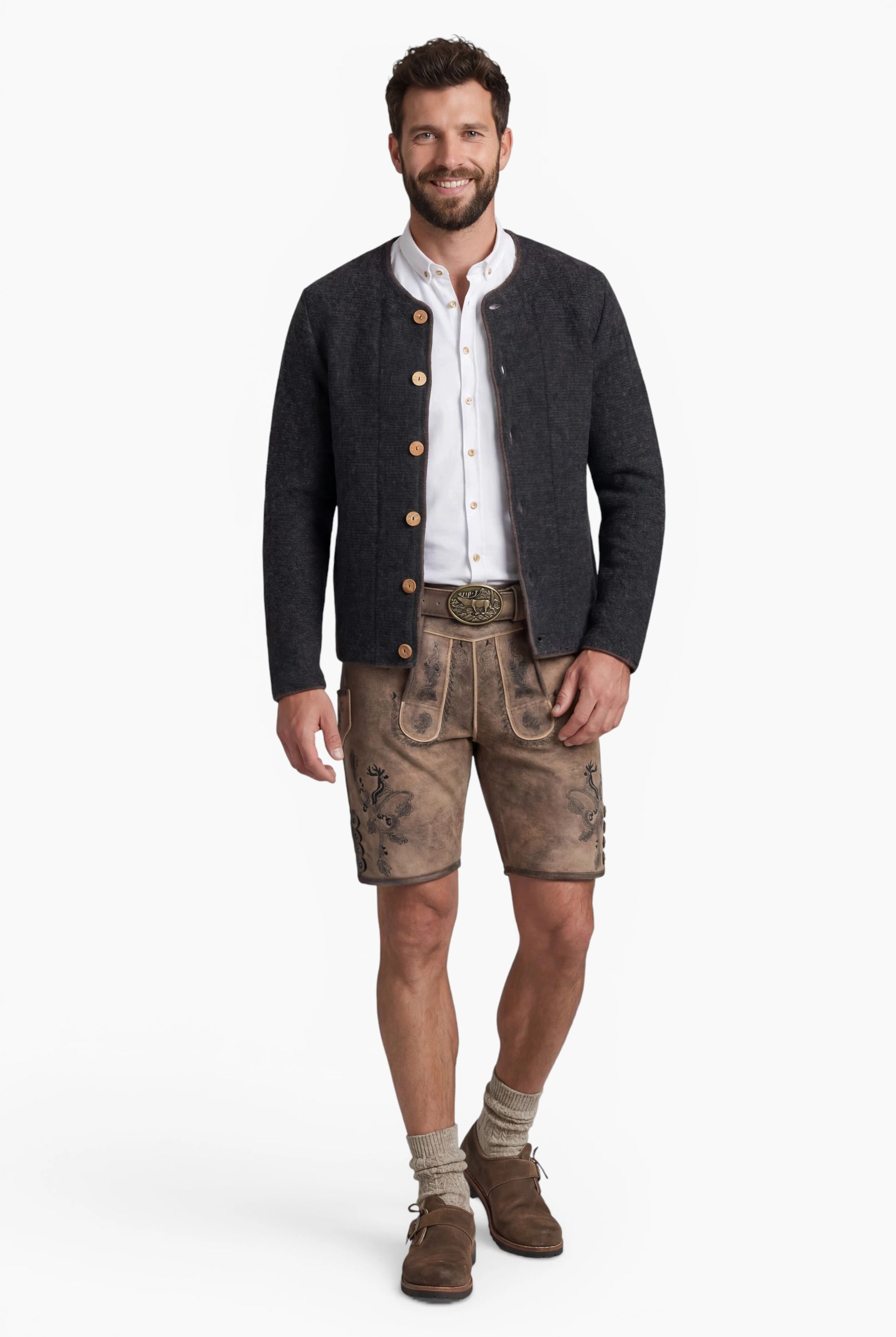 Herren Trachtenstrickjacke Langarm Hannes in Anthrazit