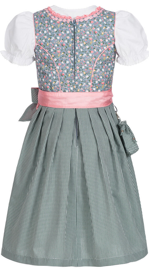 Kinderdirndl Nicky in Hellblau Rosa, 3-teiliges Set